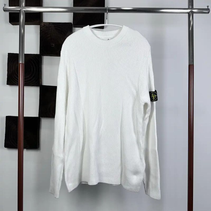 Stone Island Stone Island White Knit Sweater for Men 0089 Size US XL / EU 56 / 4 - 1 Thumbnail