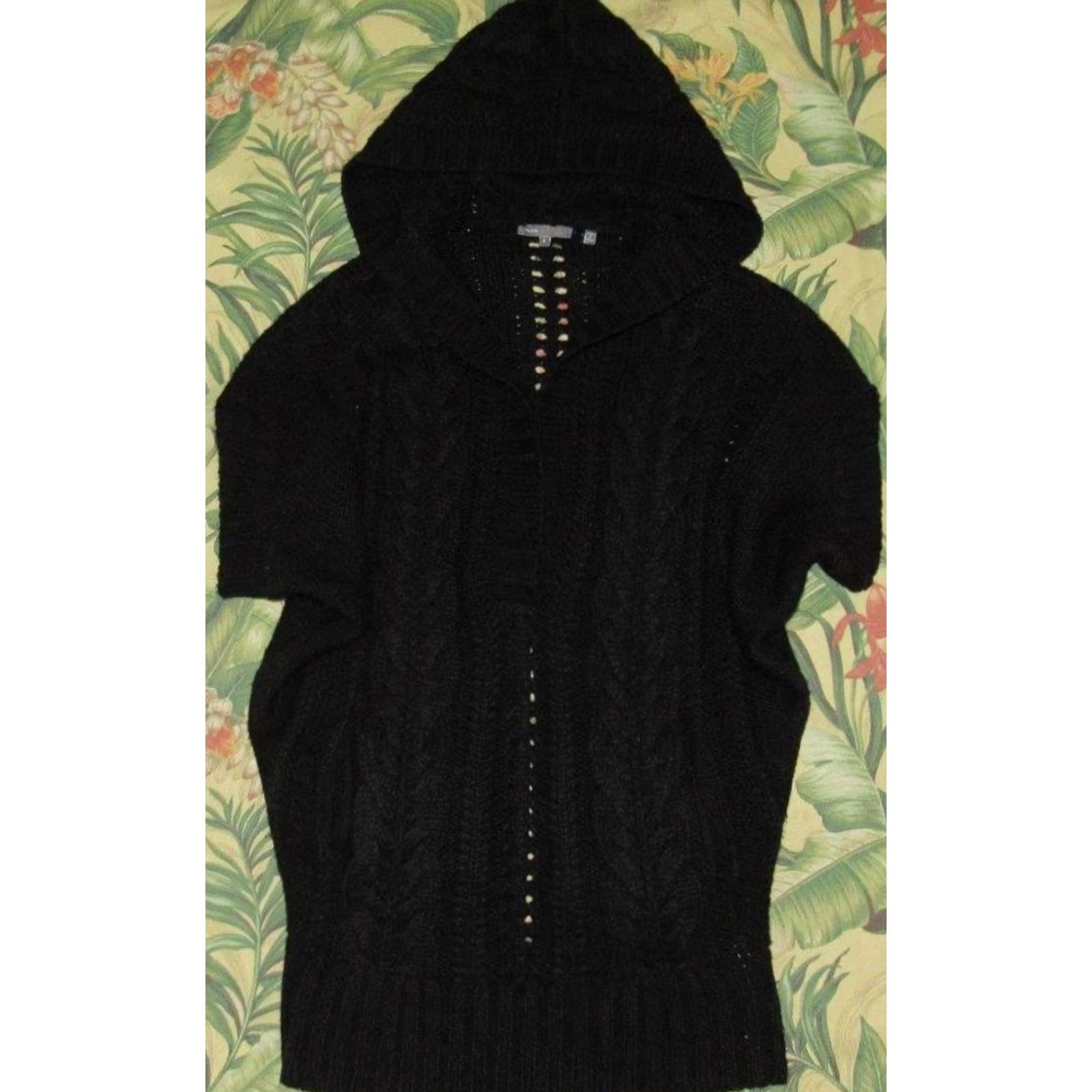 Vince Womens VINCE Black Wool Arcylic Alpaca Blend Cableknit Hooded Sweater Small S Size S / US 4 / IT 40 - 2 Thumbnail