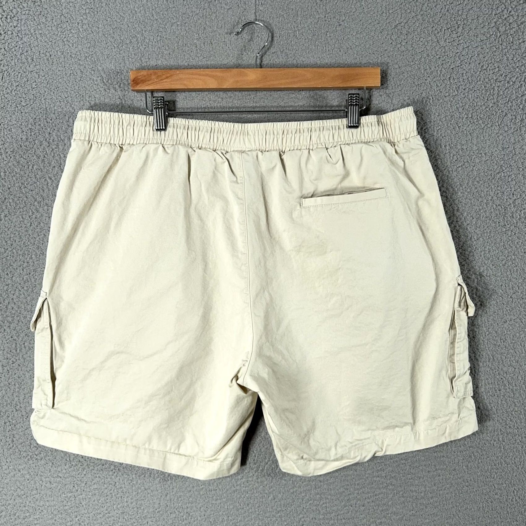 Vintage Smoke Rise Cargo Shirt Set Mens 2XL Beige Elastic Waist 7" Inseam Patch Size US XXL / EU 58 / 5 - 5 Thumbnail