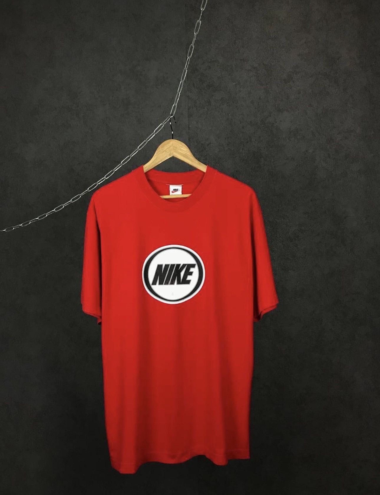 Nike × Vintage Nike swoosh streetwear vintage overprinted red tee Size US M / EU 48-50 / 2 - 1 Thumbnail