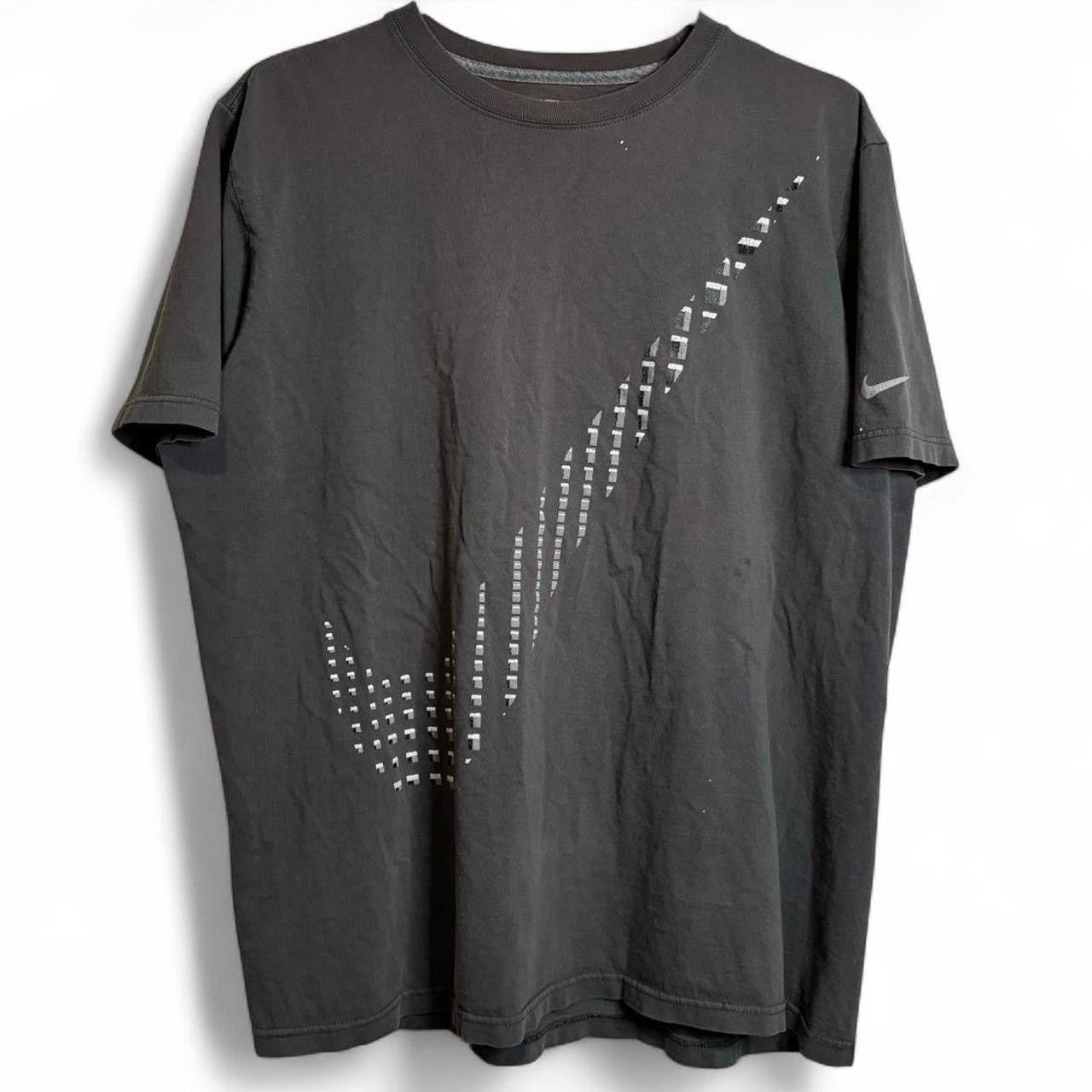 Nike × Vintage Nike Trashed Faded Grey Big Swoosh Graphic Tee Size US XL / EU 56 / 4 - 1 Thumbnail