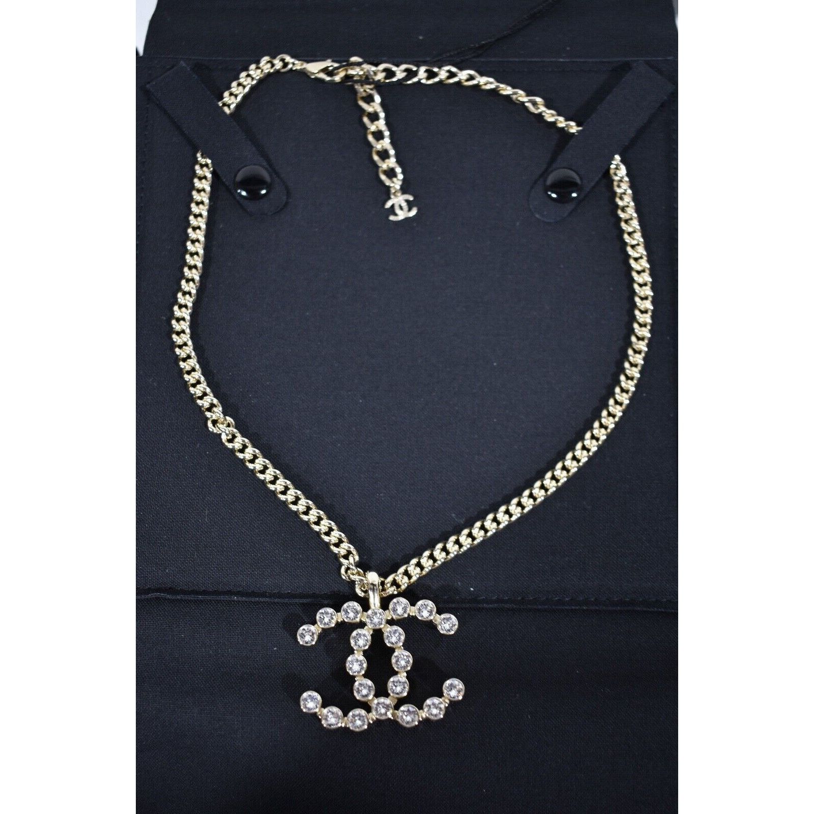Chanel Chanel 23P Crystal CC Gold Metal Cuban Chain Drop Necklace Size ONE SIZE - 1 Thumbnail