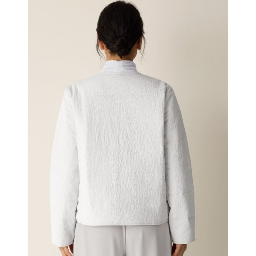 Eileen Fisher Silk Quilted Open Front Jacket – Ivory – M