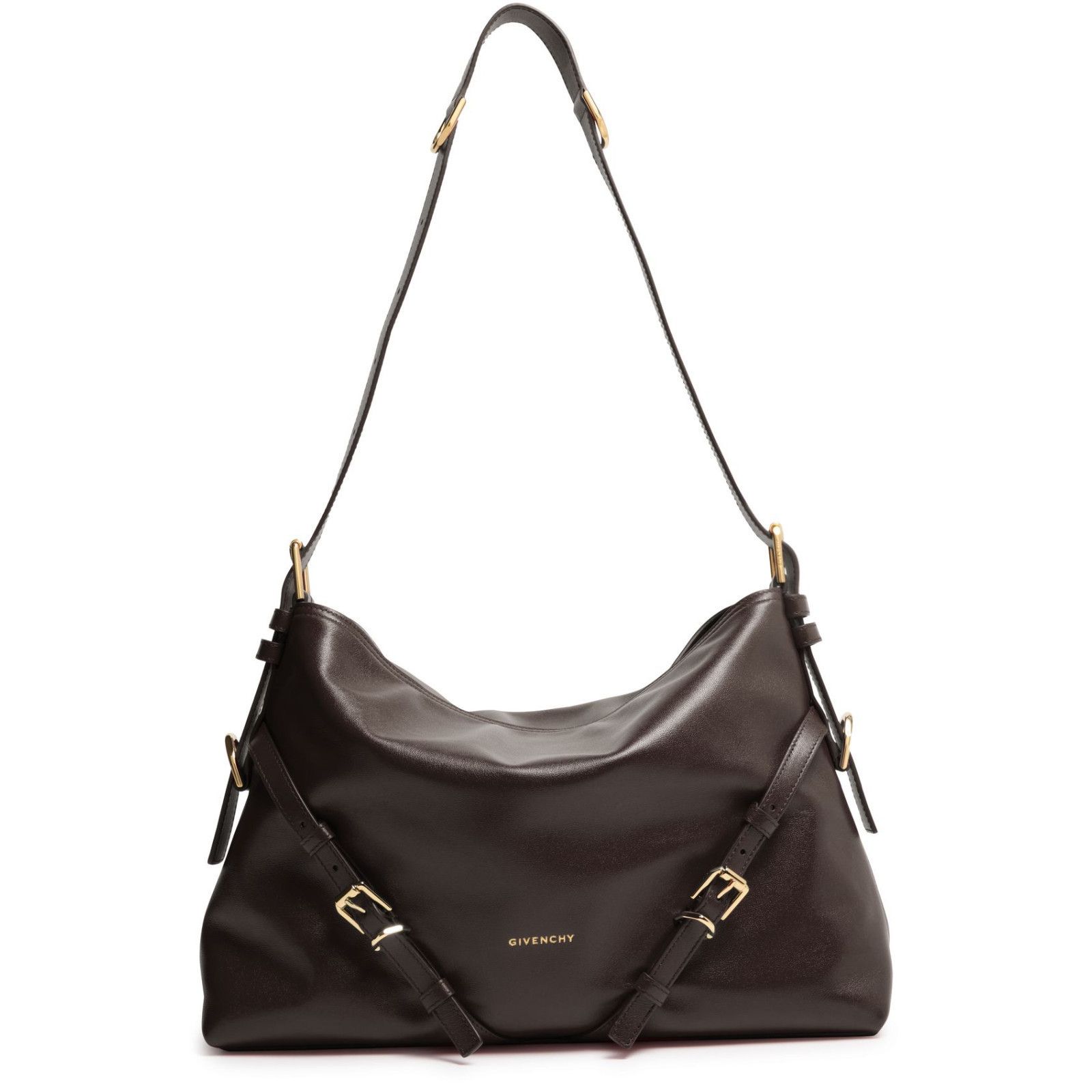 Givenchy GIVENCHY Voyou Medium Chocolate Leather Shoulder Bag New And Size ONE SIZE - 1 Thumbnail