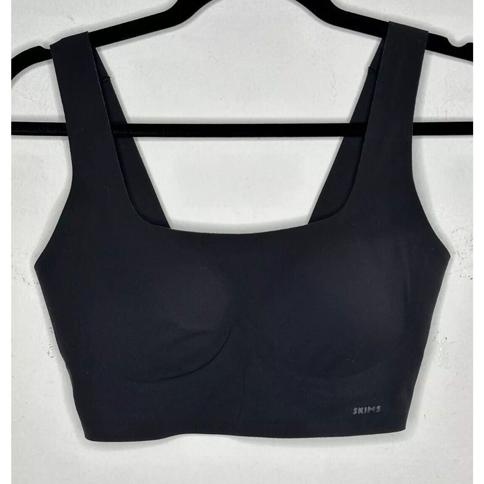 Skims Black Padded Square Neck Sports Bralette Tank Bra S, Women's