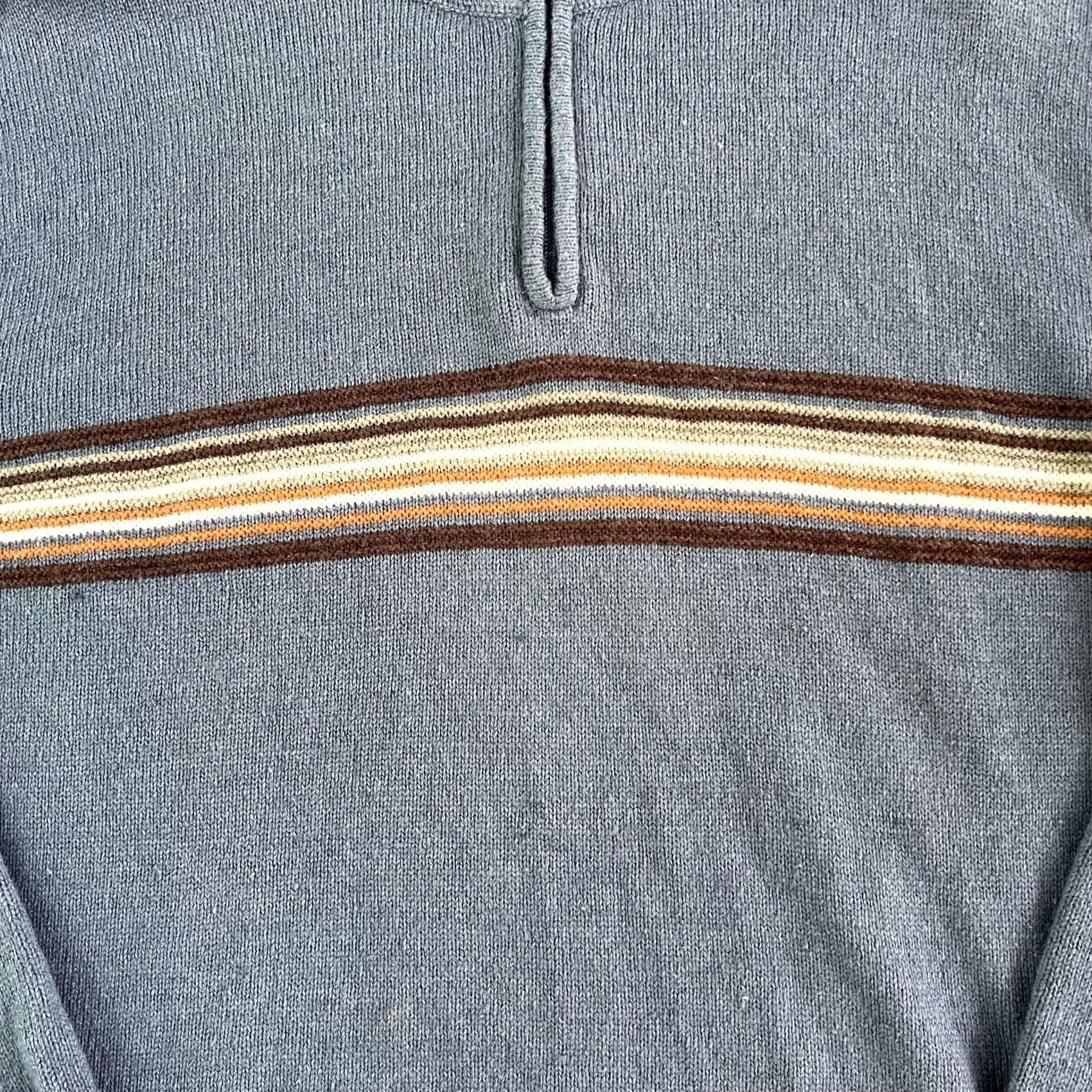 Vintage Columbia Sweater Mens XL Blue Brown Quarter Zip Stripe Knit Pullover Casual Size US XL / EU 56 / 4 - 2 Thumbnail