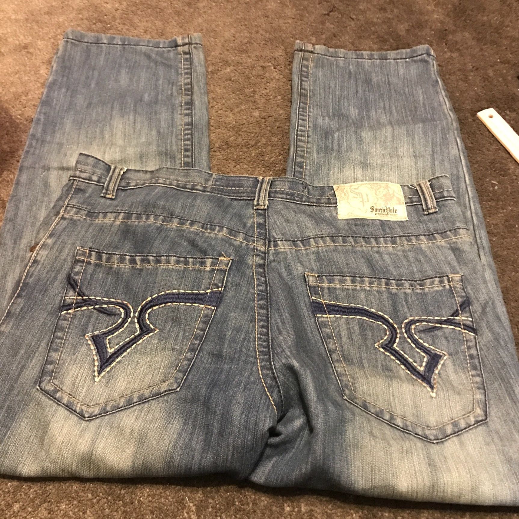 Southpole VINTAGE South Pole Premium Jeans Mens 38 Jeans Regular 30 In Blue Denim 90s Grunge Hip Hop Pockets Missing Button - Southpole Premium Size US 38 / EU 54 - 7 Thumbnail