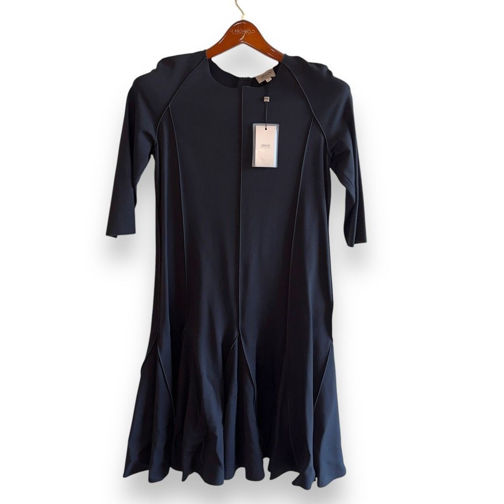 Armani Collezioni NWT Giorgio Armani Collezioni FW17 Onyx Black Knit Dress SZ Size XL / US 12-14 / IT 48-50 - 1 Thumbnail