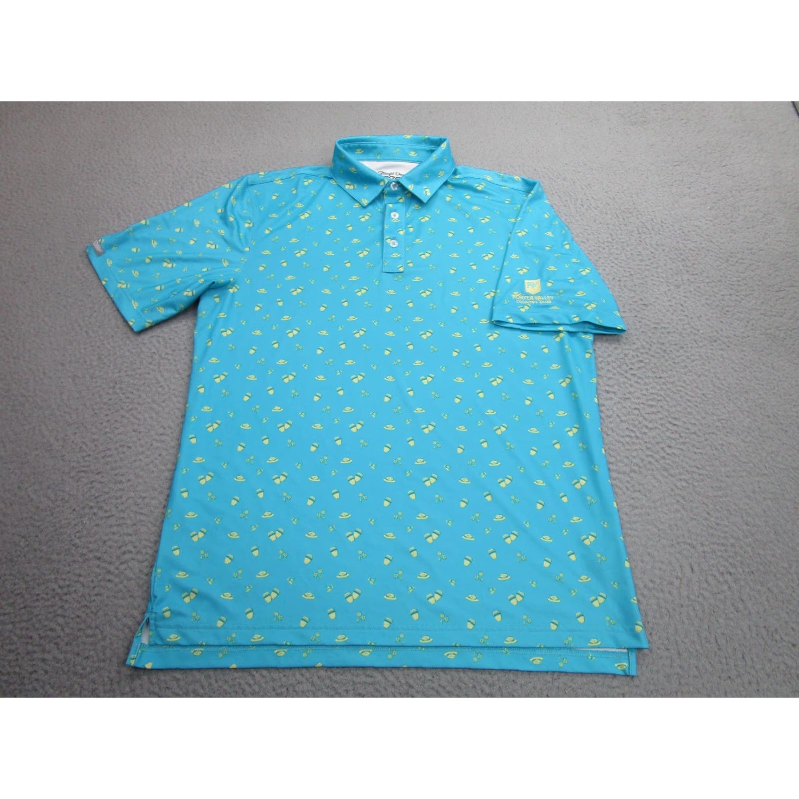 Vintage Straight Down Performance Polo Shirt Mens Large Blue Golf Porter Valley CC Print Size US L / EU 52-54 / 3 - 2 Thumbnail