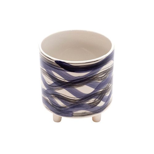Designer × Homemade S/2 FOOTED PLANTERS 9/6", ABSTRACT BLUE Size US L / EU 52-54 / 3 - 4 Thumbnail