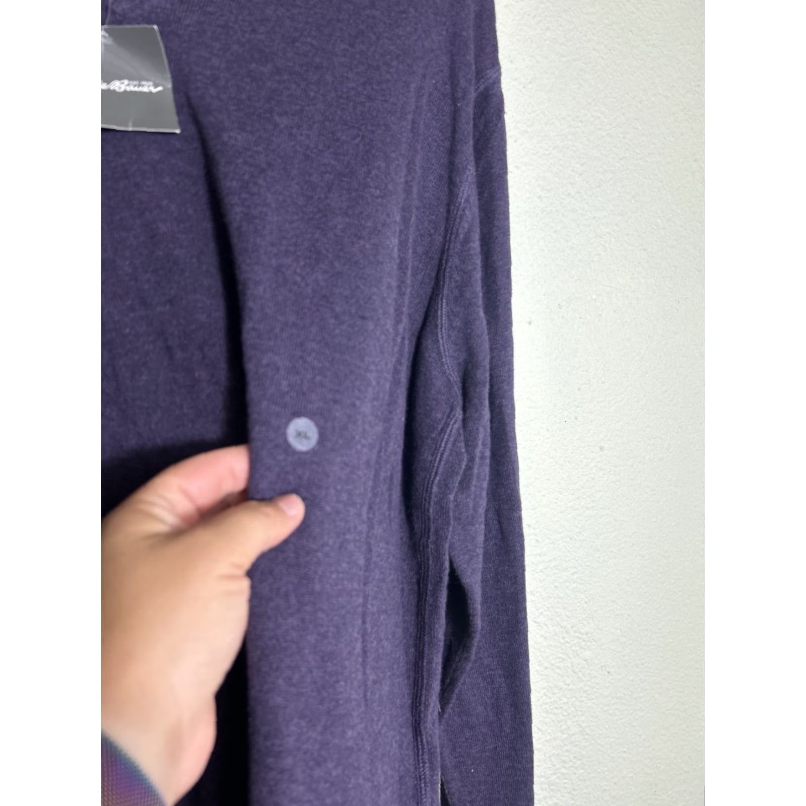 Eddie Bauer Eddie Bauer Sweater Cotton/Merino Wool Blend Long Sleeve V-Neck Purple XL Size US XL / EU 56 / 4 - 6 Thumbnail