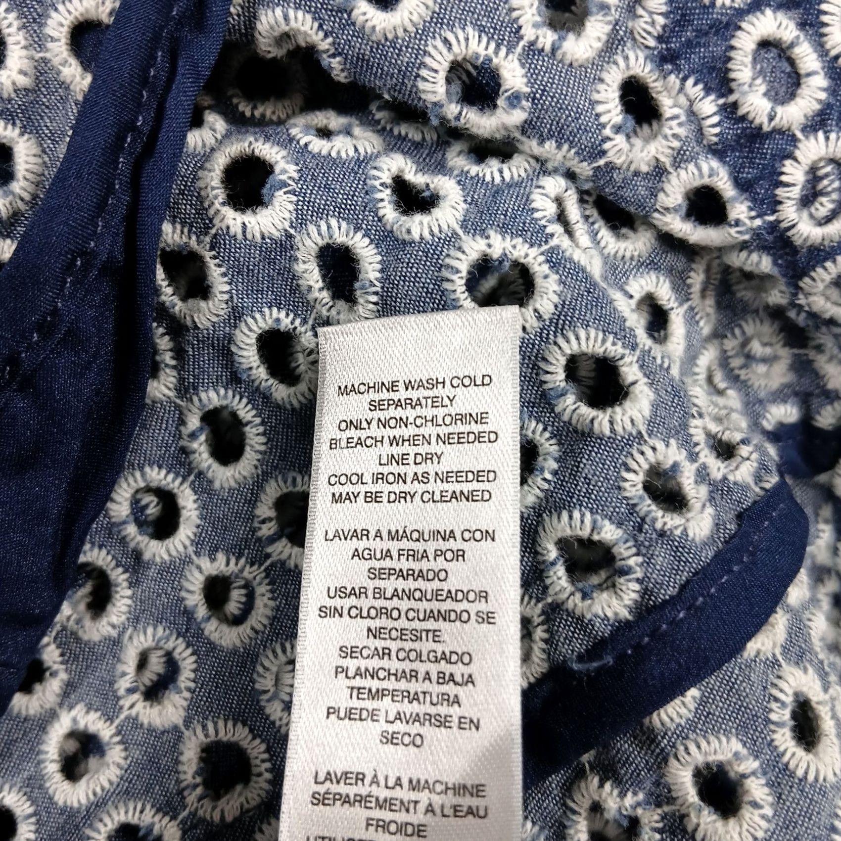Vintage Chico's Textured Jacket Women's Blazer Geometric Blue White 1 Button Front 3/4 Sleeve Mid-Length Embroidered Open Front Casual Workwear Size XS / US 0-2 / IT 36-38 - 6 Thumbnail
