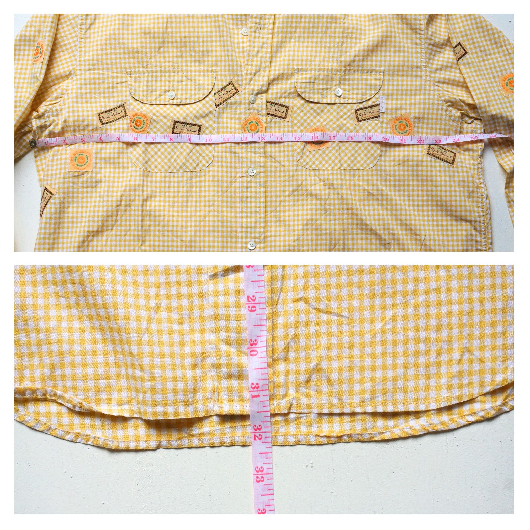 Karl Helmut Karl Helmut Yellow Check Shirt With Patches Size US XXL / EU 58 / 5 - 7 Thumbnail