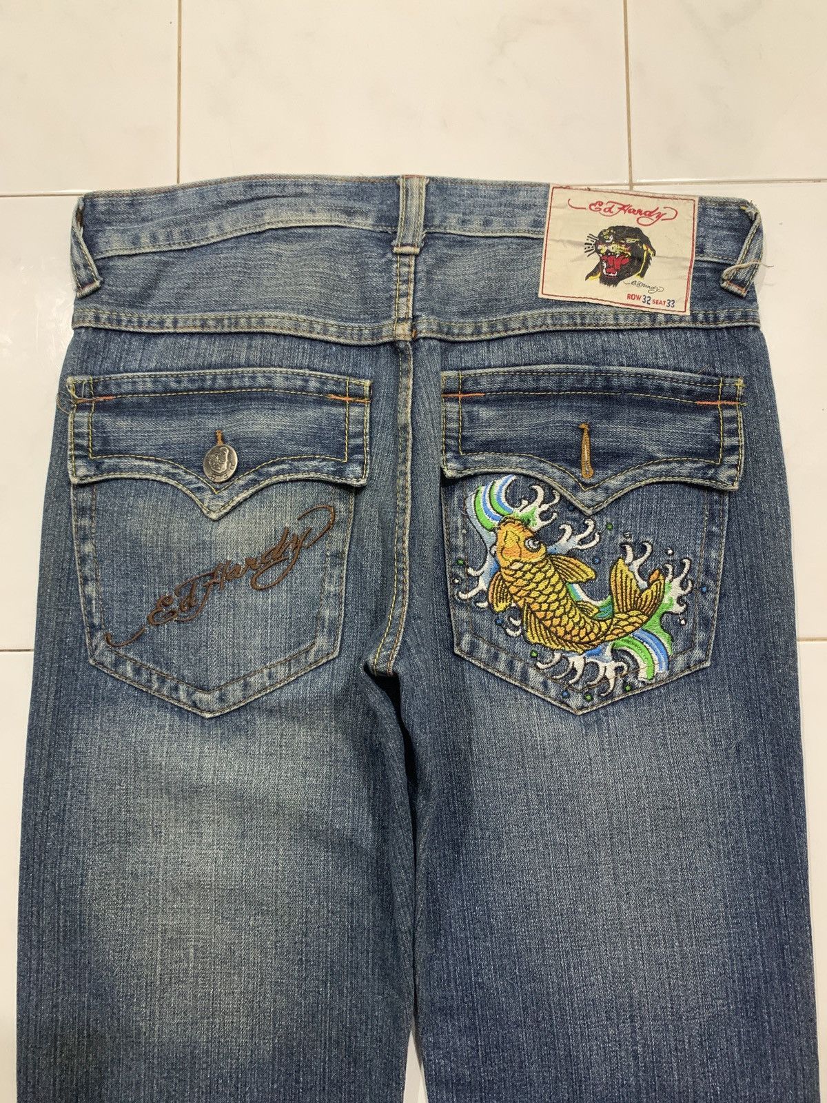 Ed Hardy Vintage Ed Hardy Embroidery Koi Tattoo Wear Baggy Jeans Size US 33 - 7 Thumbnail