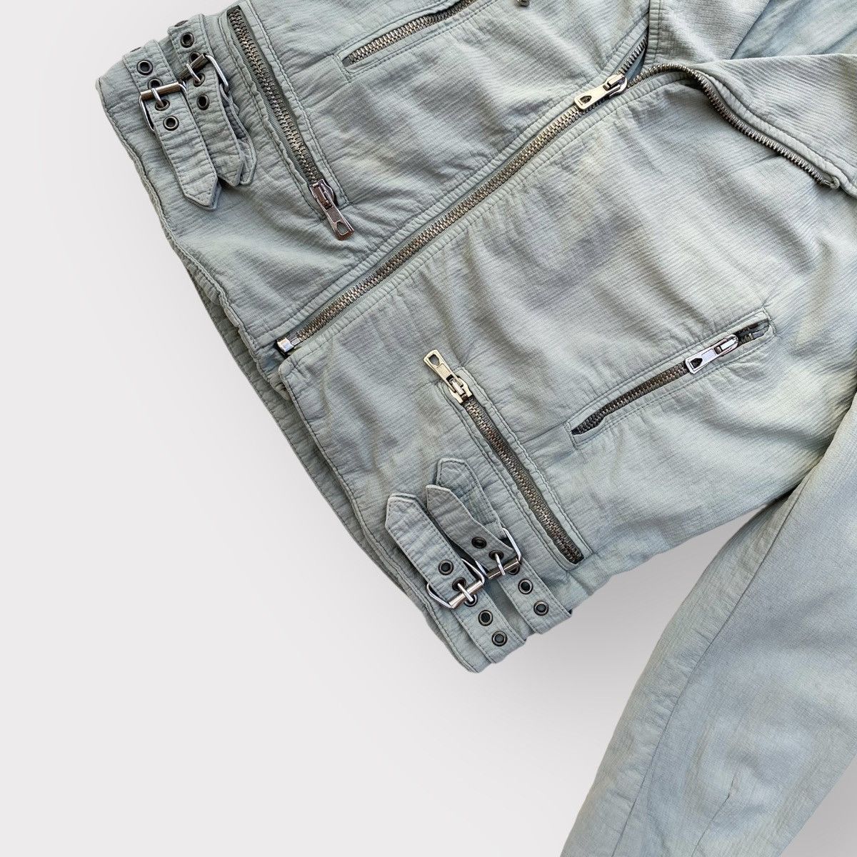 Raf Simons × Raf by Raf Simons SS06 Seersucker Cotton Biker Jacket Size US S / EU 44-46 / 1 - 3 Thumbnail