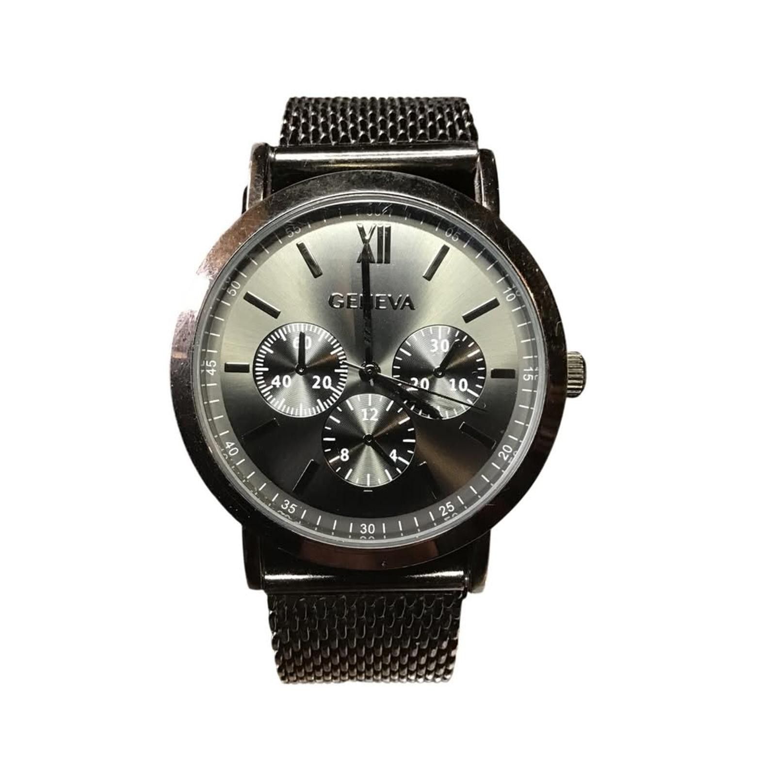 Geneva Geneva Chronograph Black Stainless Steel Watch Size ONE SIZE - 1 Thumbnail