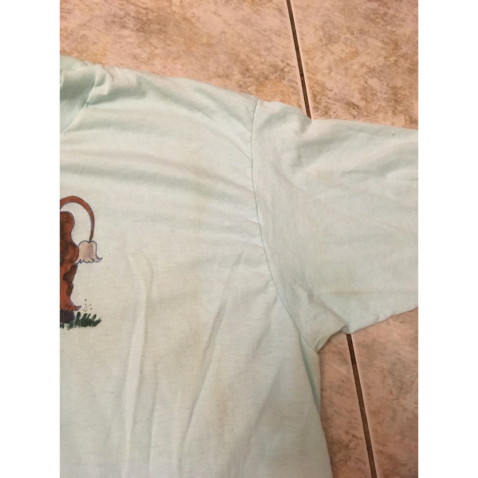 Hanes Vintage cow hand drawn painted T shirt size large 1990s 80s Size US L / EU 52-54 / 3 - 4 Thumbnail