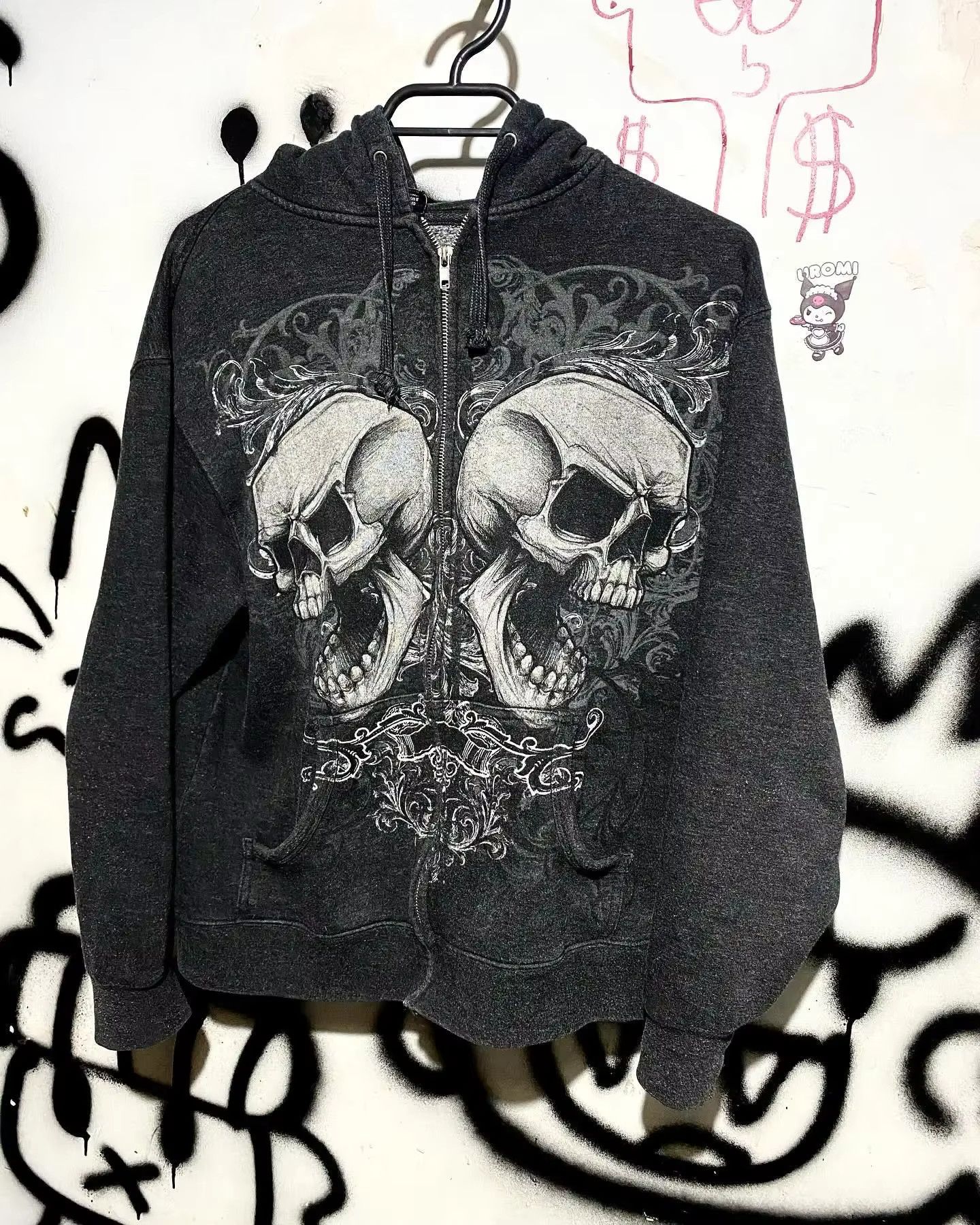 Japanese Brand Y2K Large Skull Zipper Hoodie Size US M / EU 48-50 / 2 - 4 Thumbnail