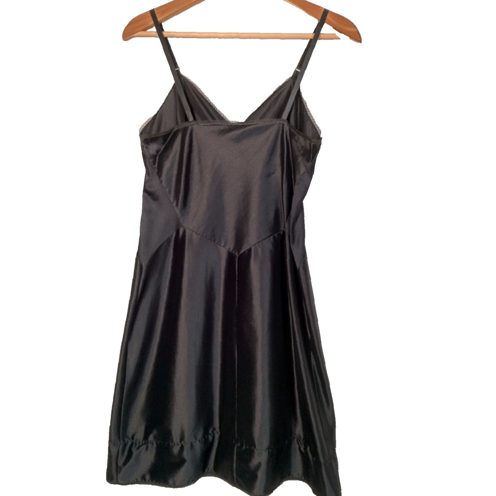 Vintage VINTAGE Lorraine Women's Slip Gown Size 34 Black Nylon Midi Stretch Panels Intimates Size ONE SIZE - 2 Thumbnail