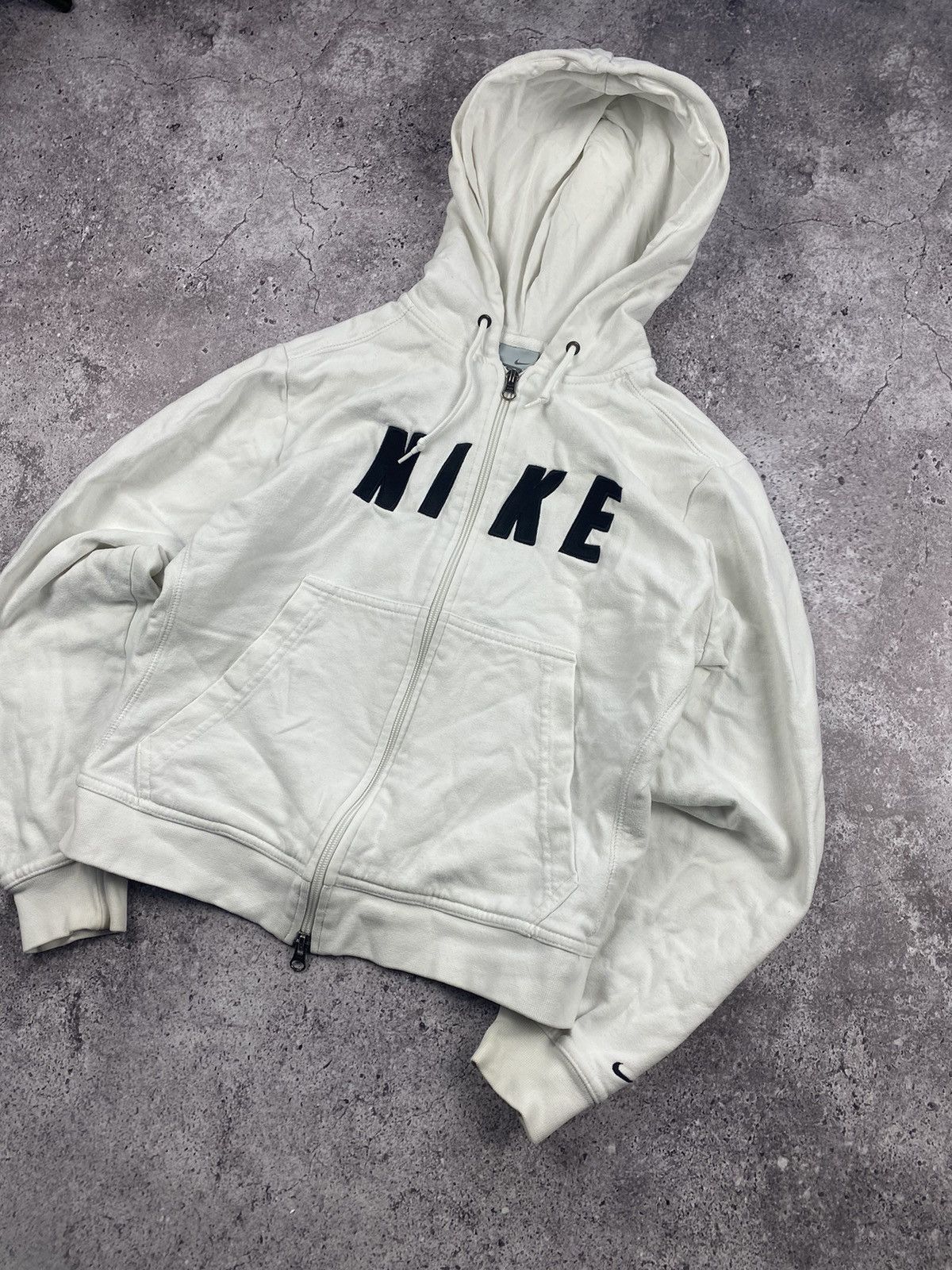 Nike × Vintage Vintage Y2K Nike Big Logo White Zip Up Hoodie rare 90’s Size M / US 6-8 / IT 42-44 - 2 Thumbnail