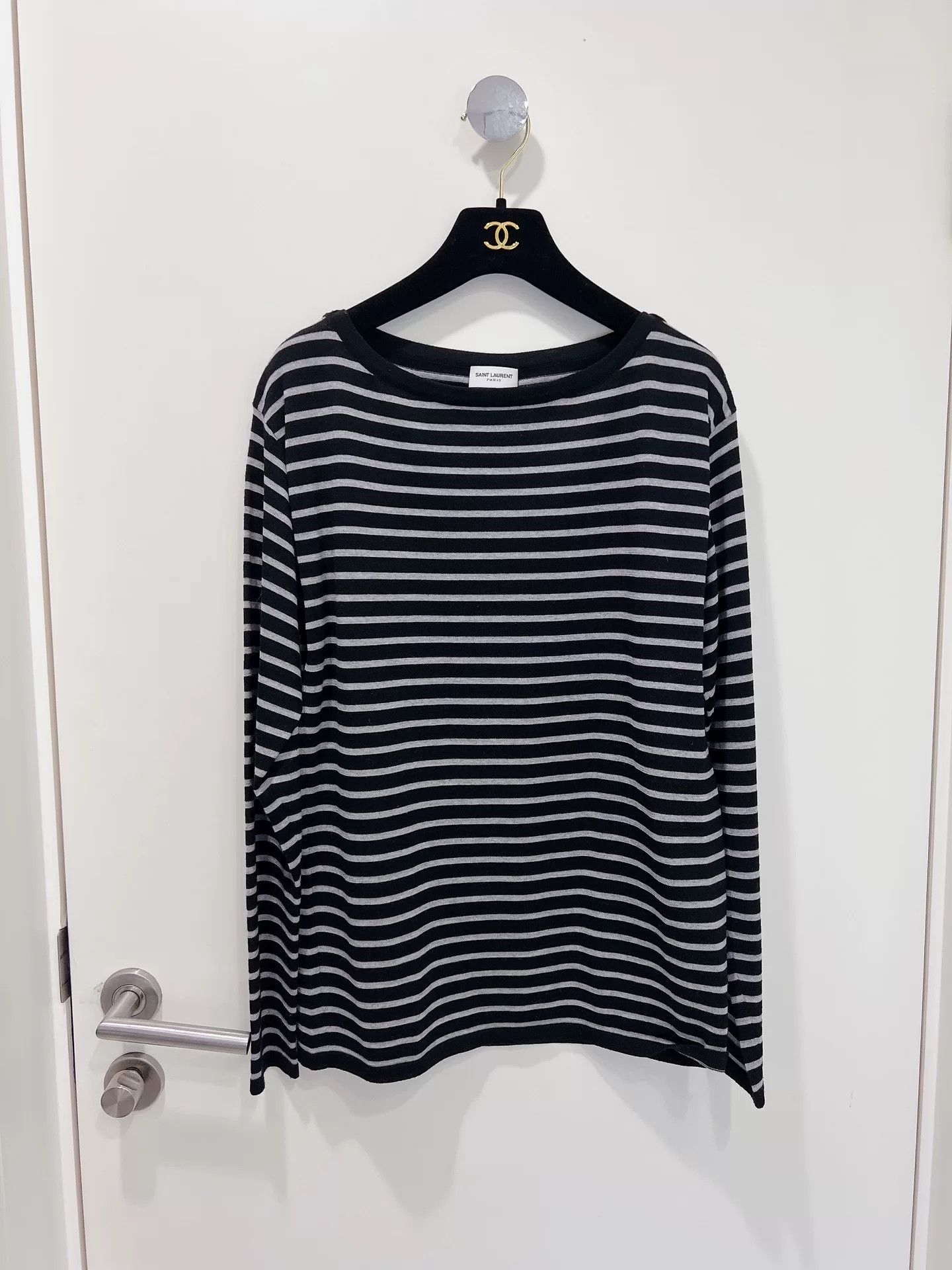 Saint Laurent Paris Saint Laurent Black White Striped Knit Top Size S / US 4 / IT 40 - 1 Thumbnail