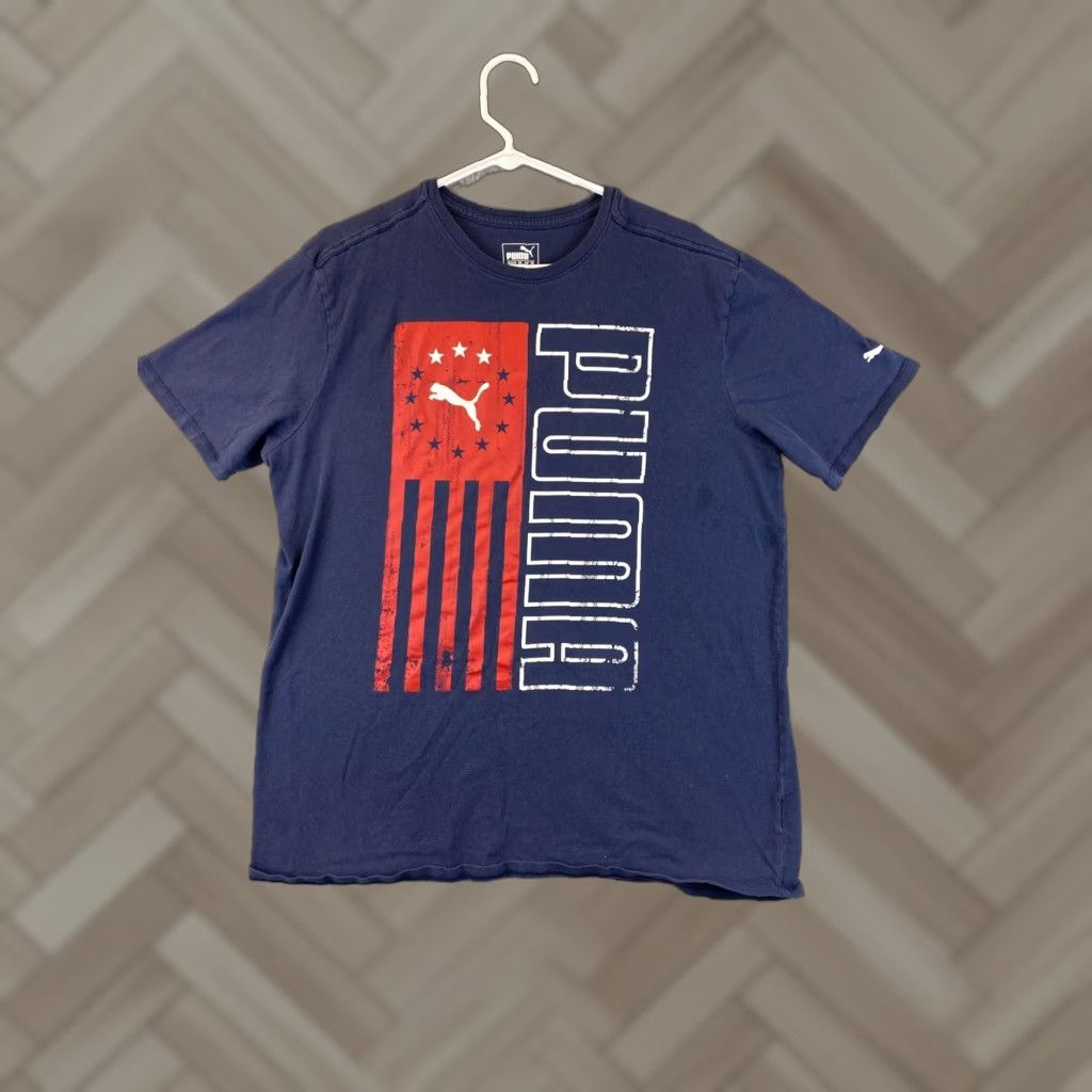 Puma PUMA Men Formstripe L Short Sleeves Big Logo Cotton Tee T-Shirt Navy / 77-13 Size US L / EU 52-54 / 3 - 1 Thumbnail