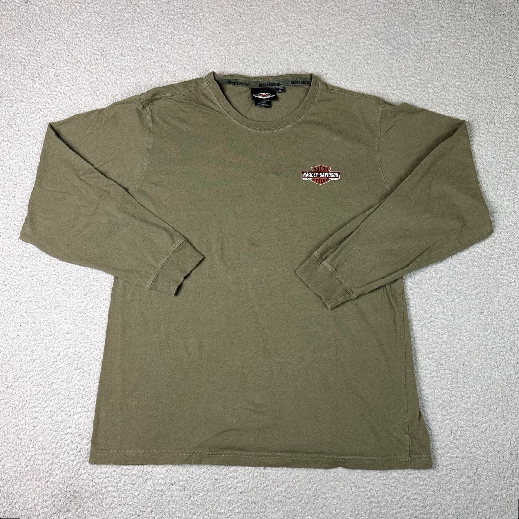Harley Davidson VINTAGE Harley Davidson Shirt Adult XL Green Distressed Long Sleeve Casual HDMC Logo Men Size US XL / EU 56 / 4 - 4 Thumbnail