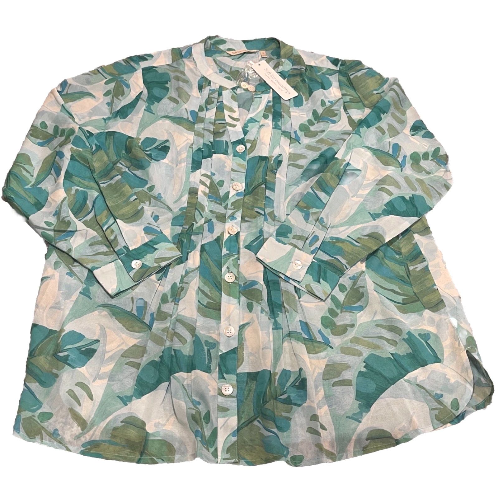 Soft Surroundings Soft Surroundings Tunic Women XL Green Floral Tropical Baroque Top Cami Size XL Tropical Palm Pattern Size XL / US 12-14 / IT 48-50 - 4 Thumbnail