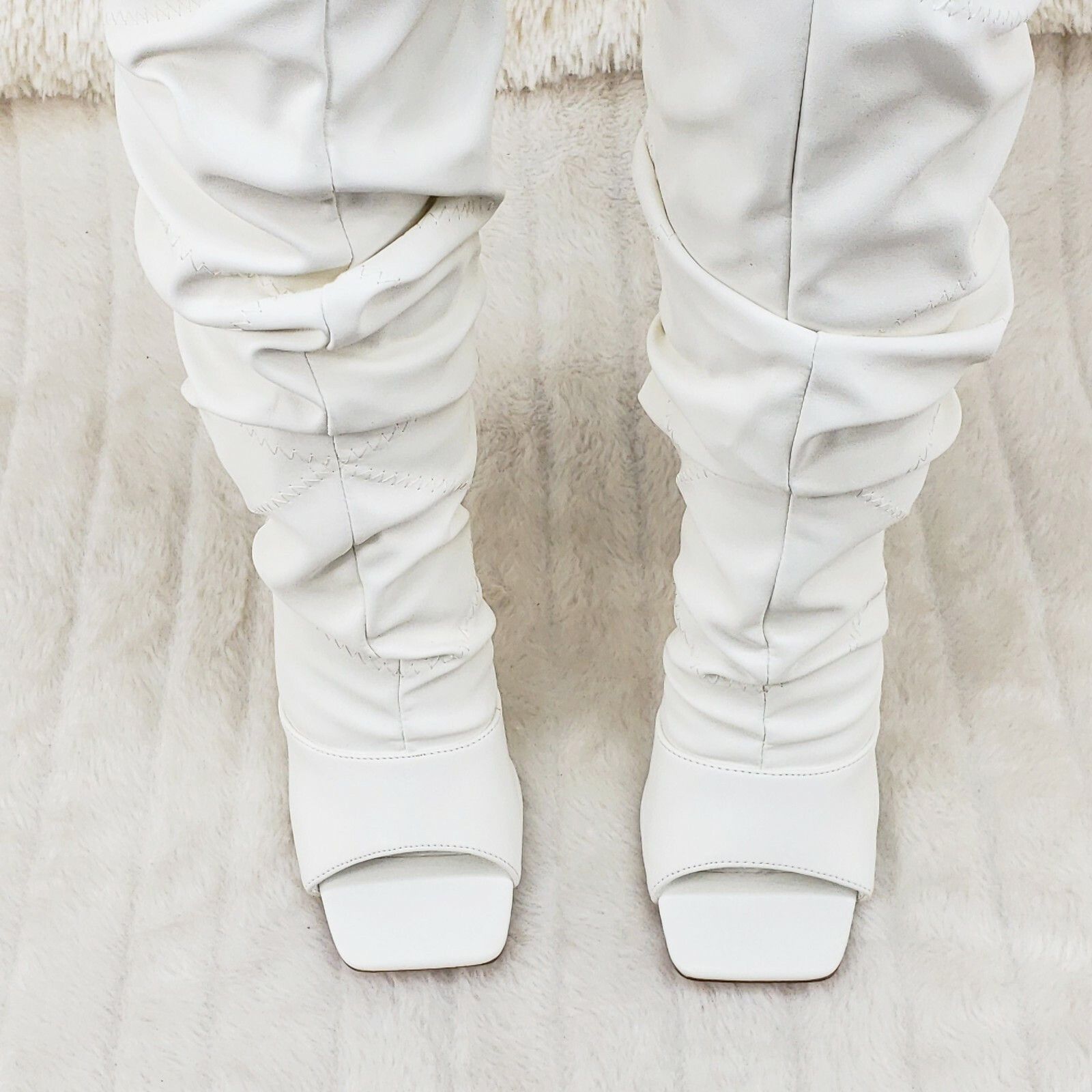Other Victoria Bone White Square toe Mid Calf Adjustable Slouch Sc Size US 11 / IT 41 - 6 Thumbnail