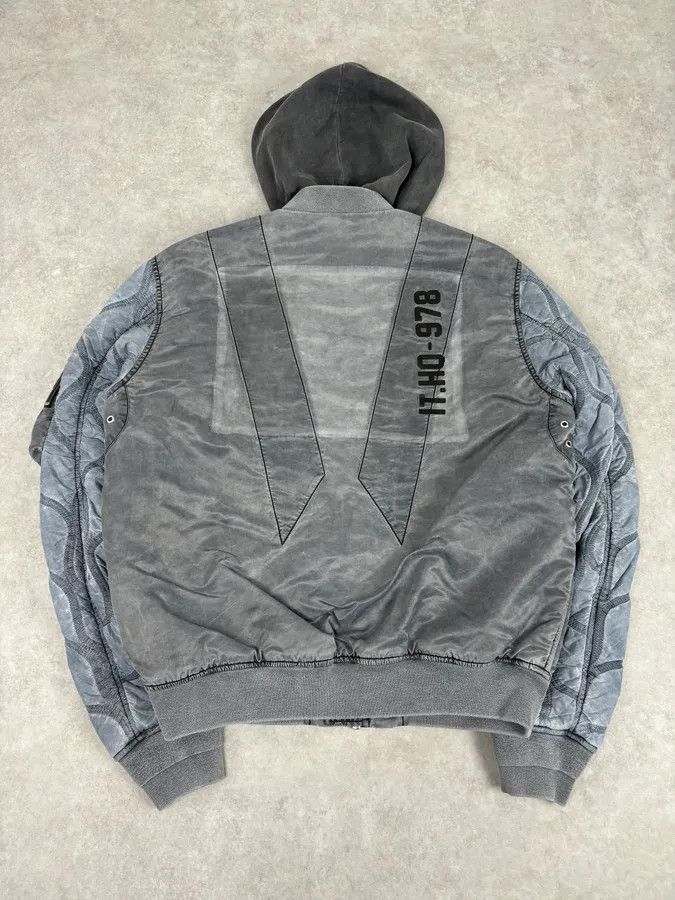 Diesel Diesel Hooded Grey Quilted Sleeves Bomber Jacket Size US M / EU 48-50 / 2 - 5 Thumbnail