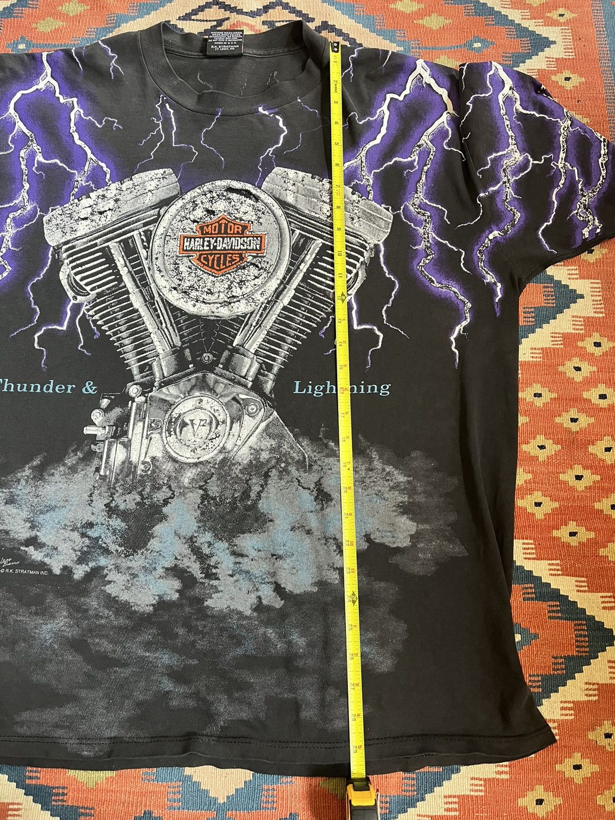 Harley Davidson VTG thrashed Harley Davidson Thunder and Lightning shirt 3XL Size US XXL / EU 58 / 5 - 14 Thumbnail