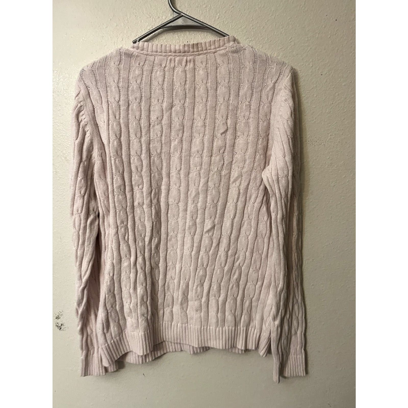 Croft & Barrow Croft & Barrow Women's Pink Crew Neck Cable Knit Sweater M Shirt? Size M / US 6-8 / IT 42-44 - 3 Thumbnail