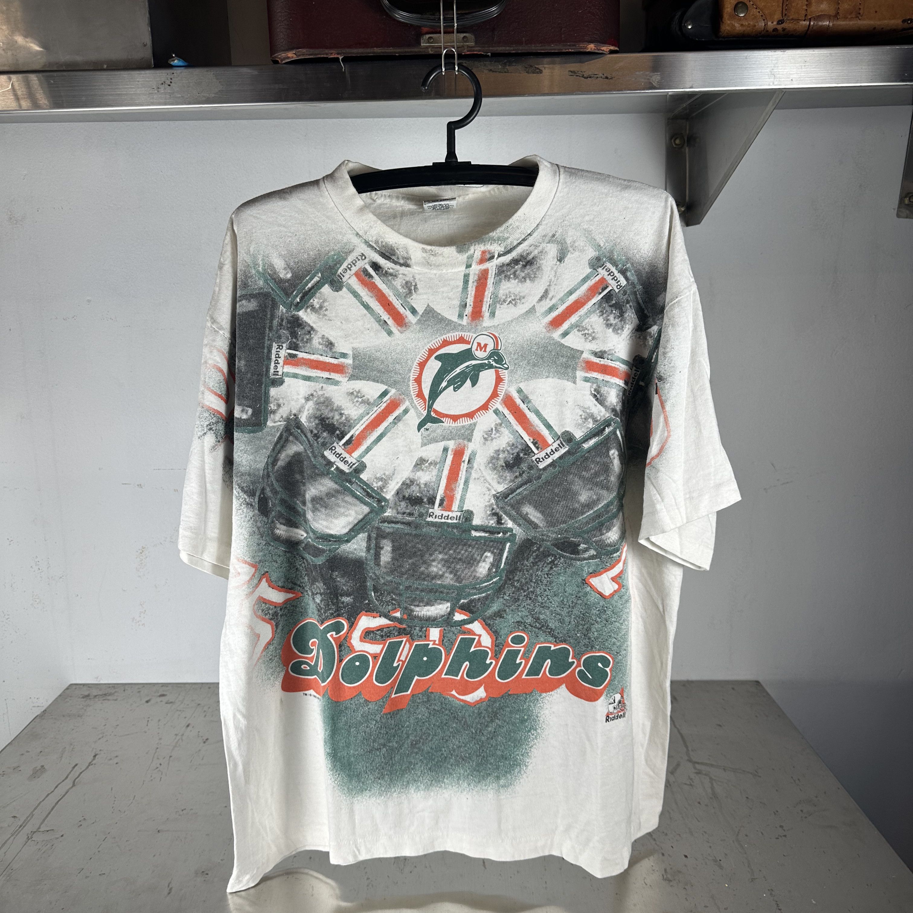 Vintage ​Vintage 1996 Miami Dolphins NFL AOP Double Sided T-shirt Size US XL / EU 56 / 4 - 1 Thumbnail