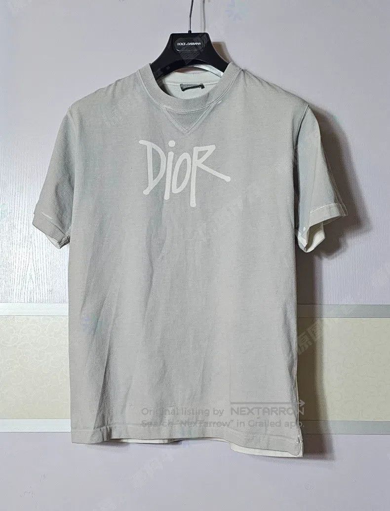 Dior Dior Grey short-sleeve T-shirt with hand-written logo i Size US L / EU 52-54 / 3 - 1 Thumbnail