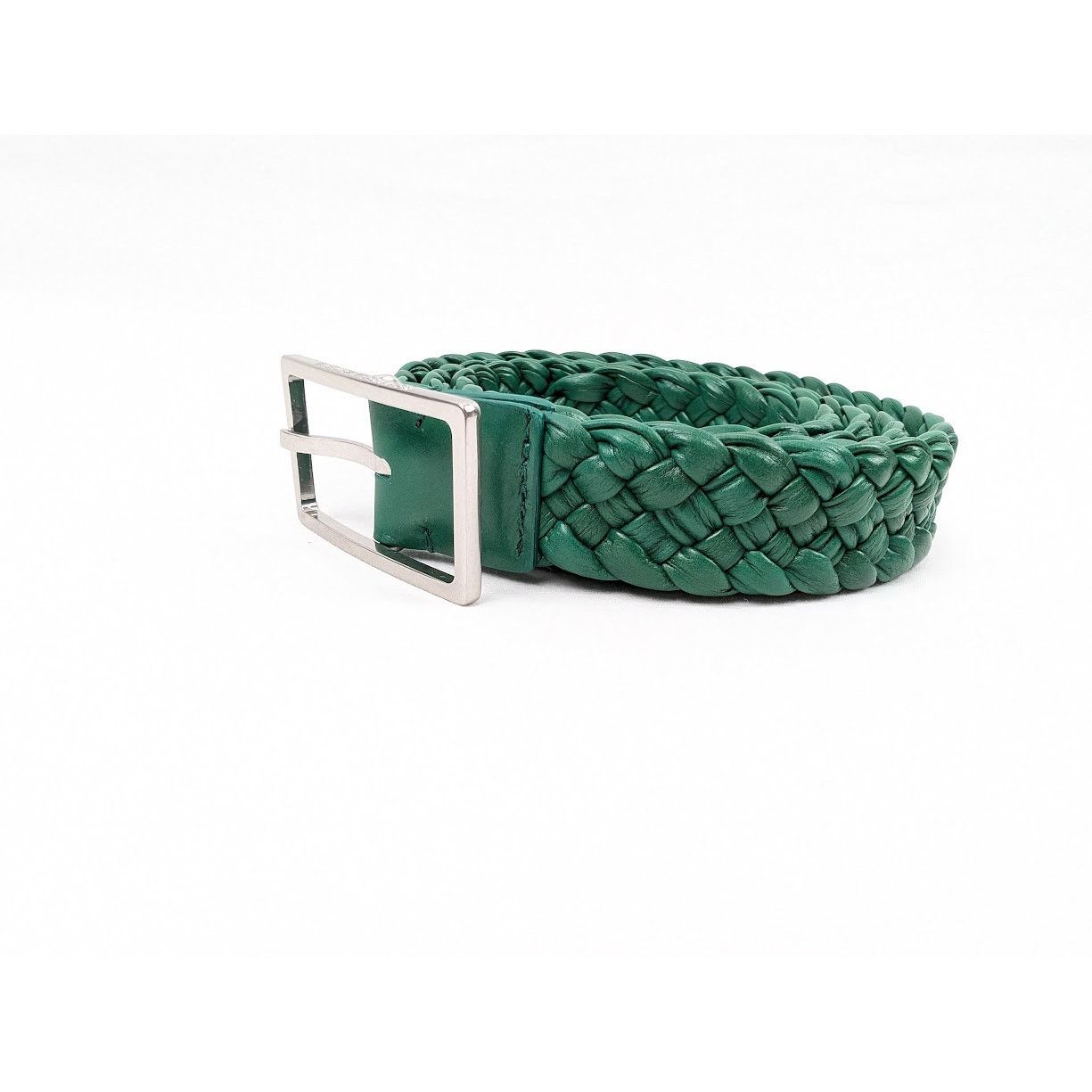 Bottega Veneta o1rshd1 Size: M/ Intreccio Paper Belt in Racing Green/Silver Size ONE SIZE - 4 Thumbnail