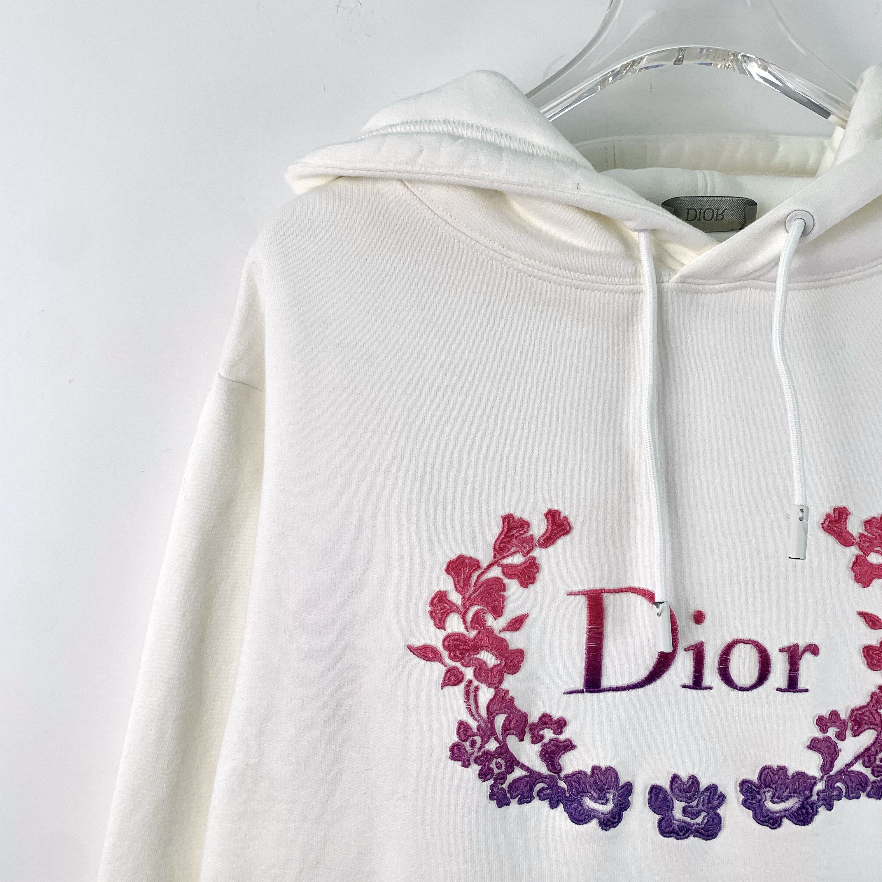 Dior Dior White Cotton Drawstring Hoodie with Logo (Size S) Size S / US 4 / IT 40 - 7 Thumbnail
