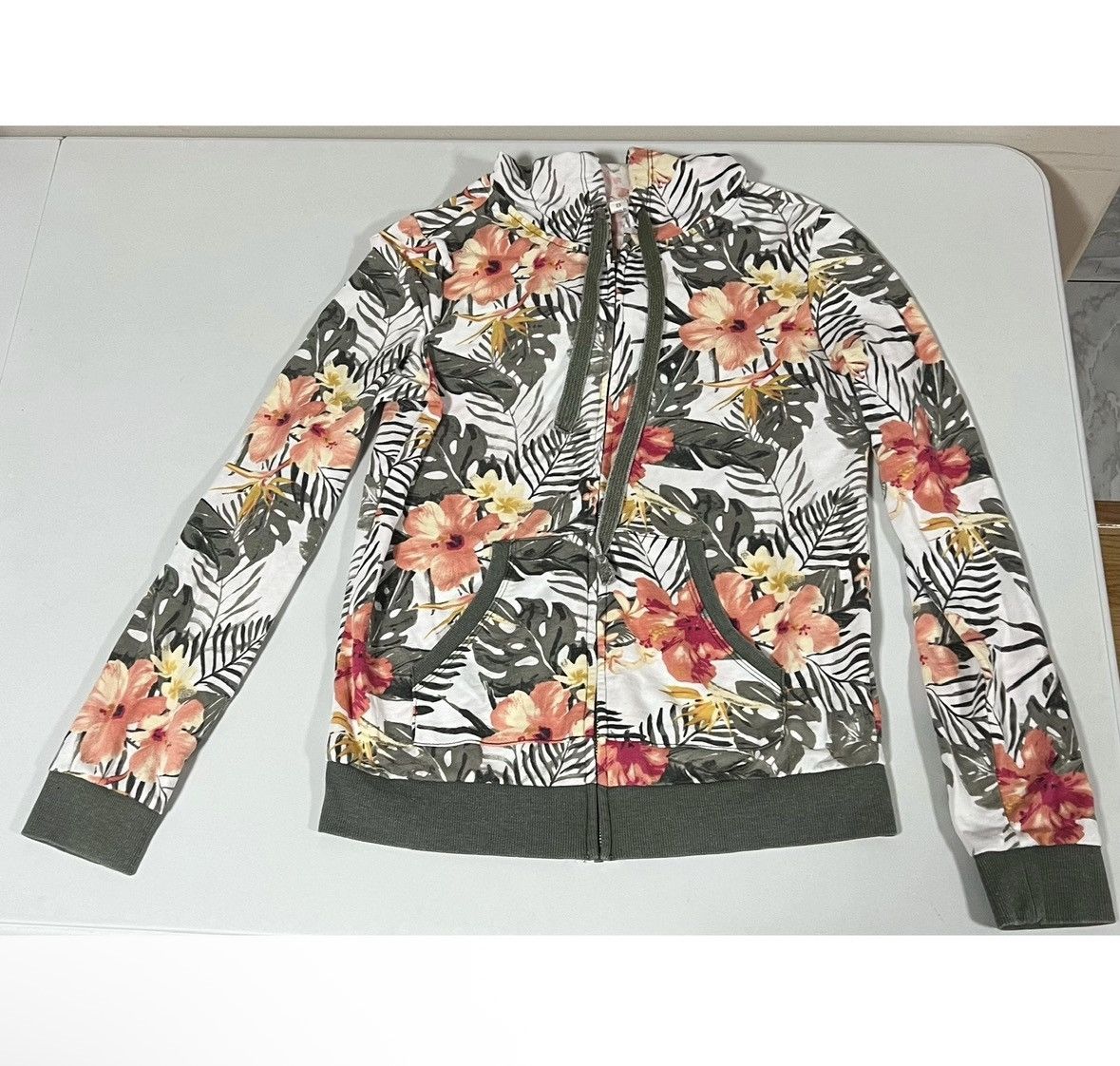 Vintage Tropical Hibiscus Flowers Floral Sweatshirt Hoodie Size S 🌺✨ Size S / US 4 / IT 40 - 2 Thumbnail