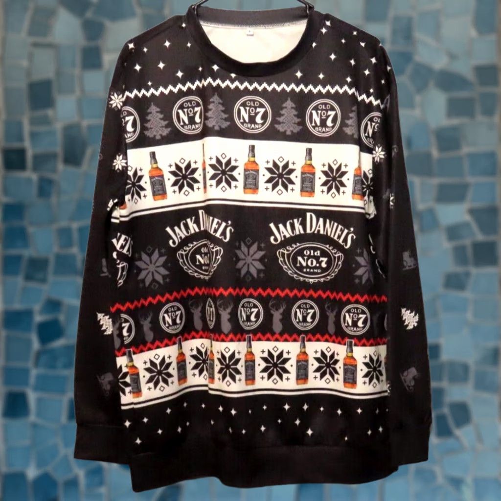 Vintage Jack Daniels Old No. 7 Shirt Christmas Mens Large Long Sleeve Graphic Print Crew Neck Black Size US L / EU 52-54 / 3 - 1 Thumbnail