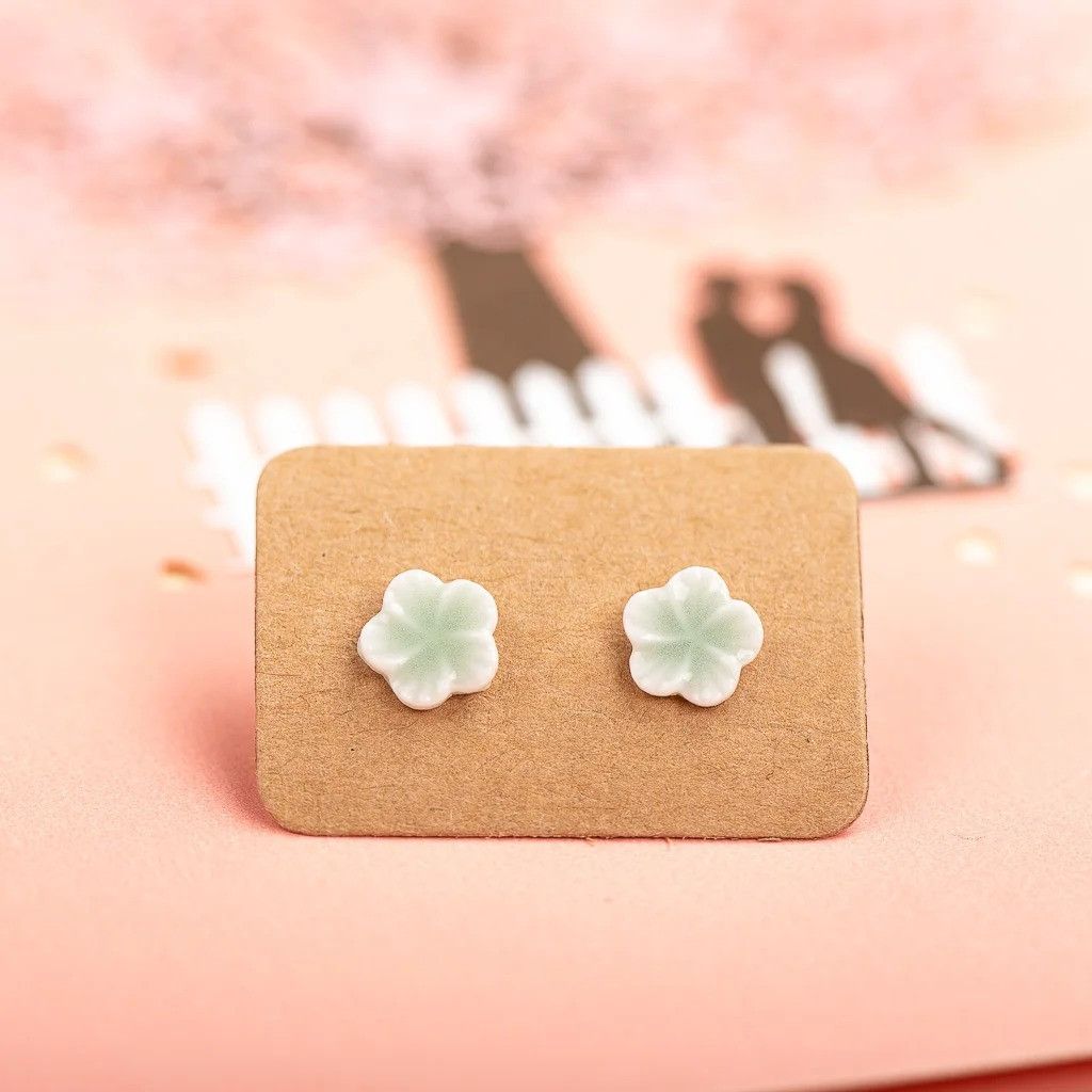 Jewelry Small Flower Stud Earrings Ceramic Ear Gift For Her Size ONE SIZE - 1 Preview