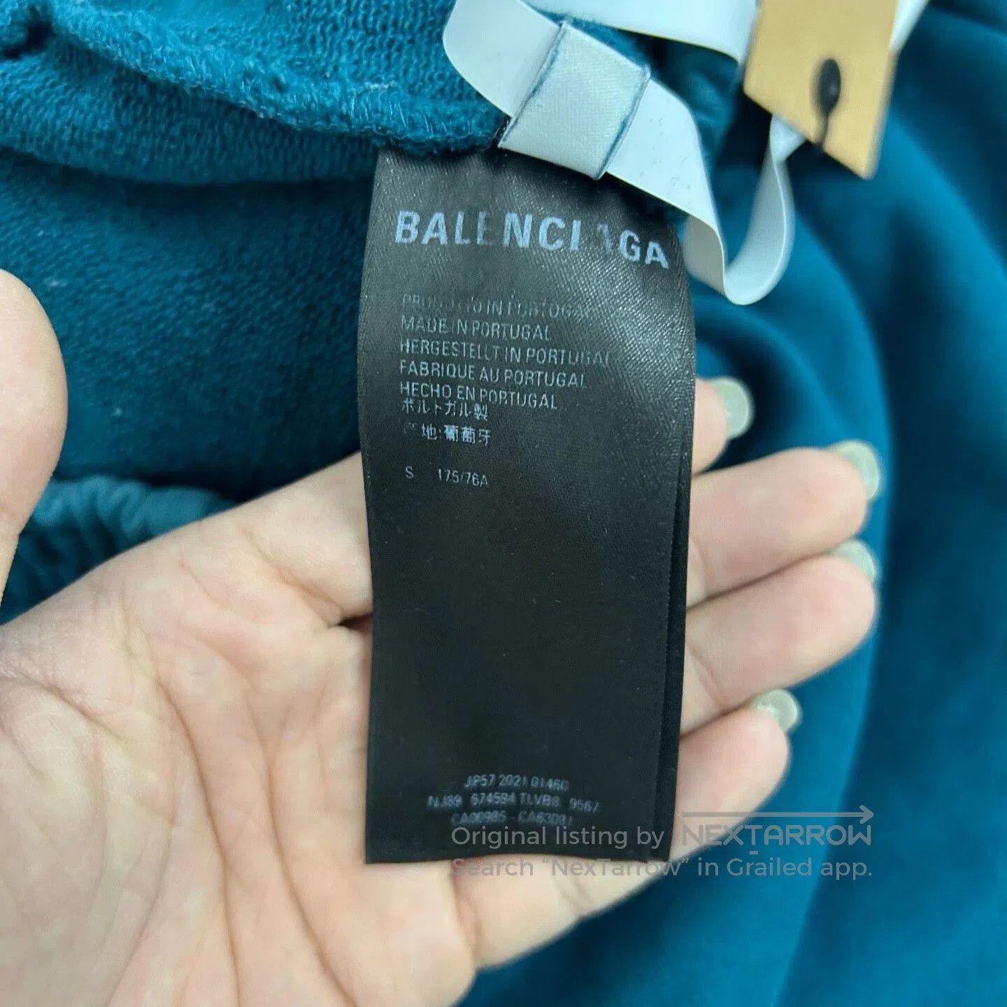 Balenciaga embroidered aqua blue jogger pants. Size 23" - 5 Thumbnail