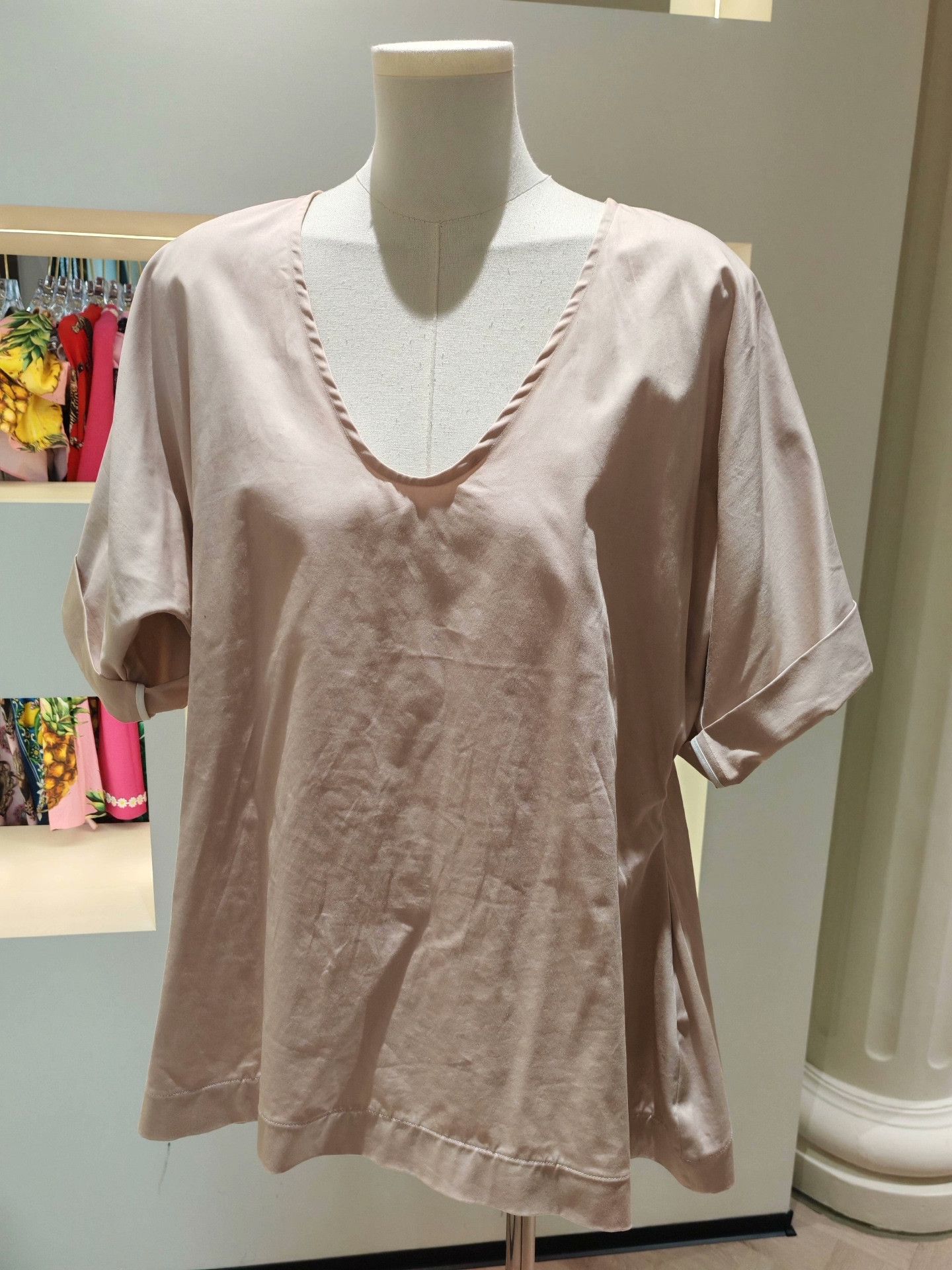 Maticevski MATICEVSKI Light Nude V-Neck Short-Sleeve Top Size M / US 6-8 / IT 42-44 - 1 Thumbnail