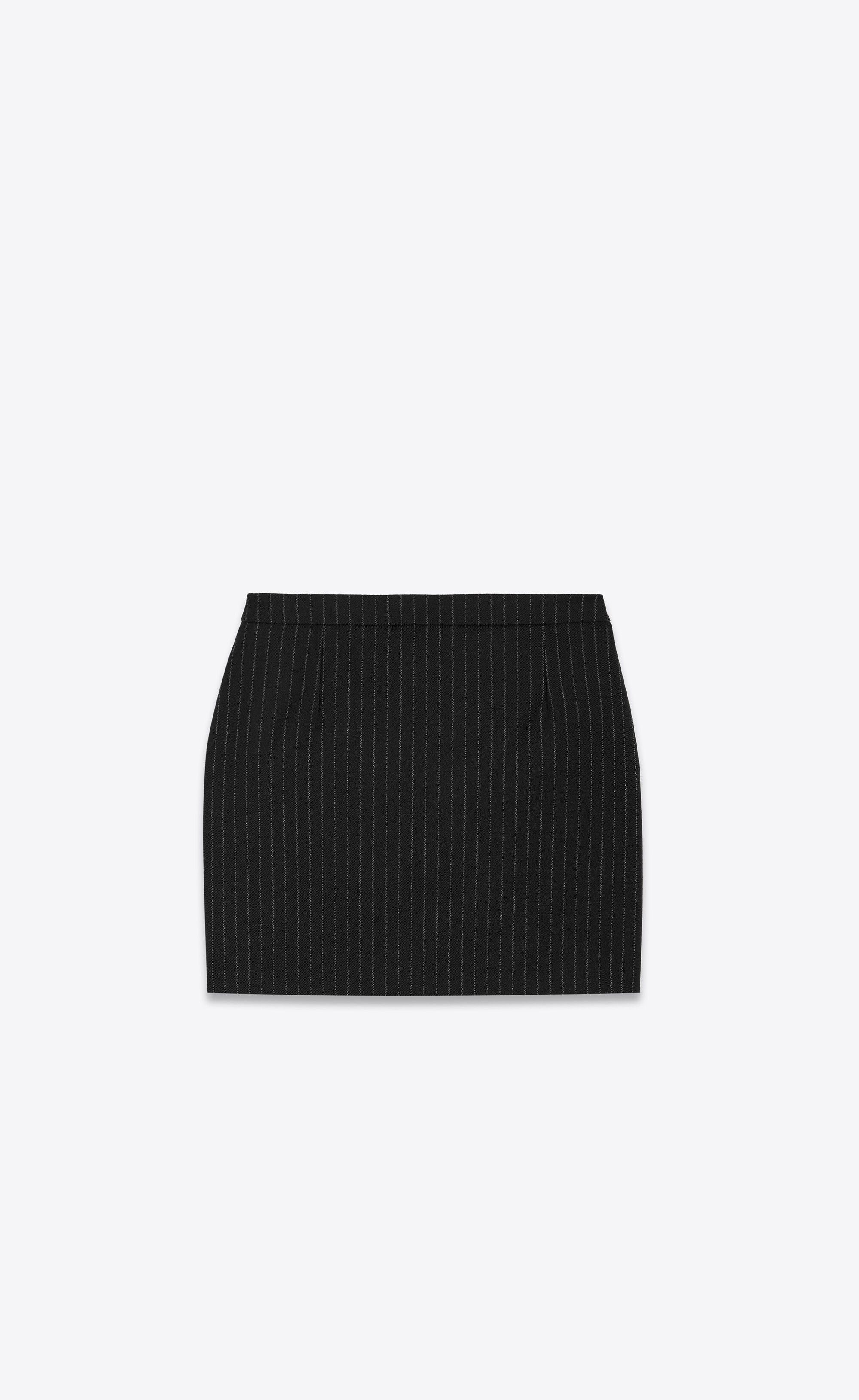 Saint Laurent Paris o1s1wg111224 Mini Skirt in Rive Gauche Striped Wool Flannel Size 28" / US 6 / IT 42 - 1 Thumbnail