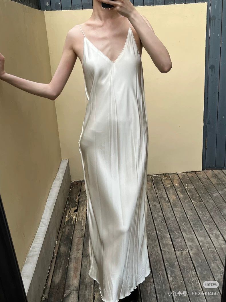 Helmut Lang HELMUT LANG size10 White pleated satin texture backless dre Size M / US 6-8 / IT 42-44 - 3 Thumbnail