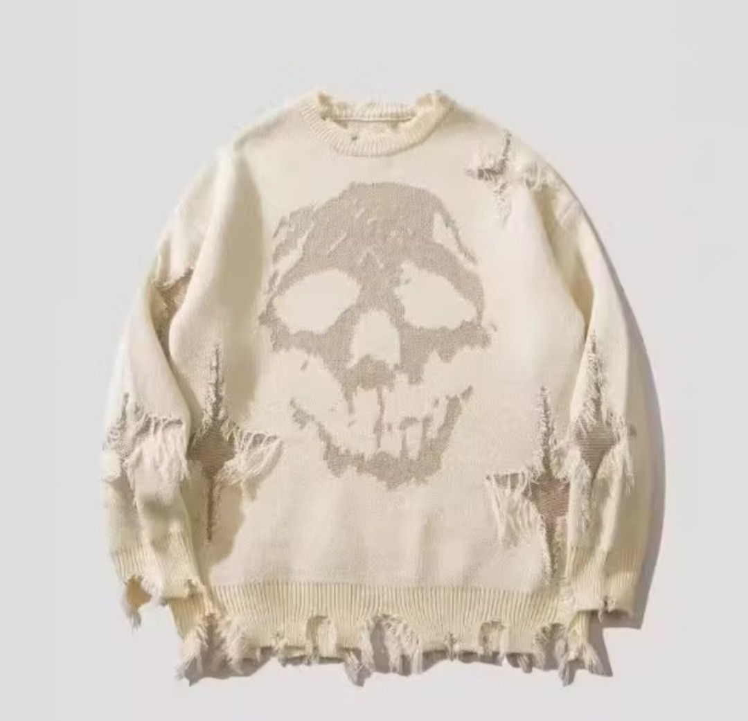 PPFM Distressed skull head cream colour sweatshirt Size US M / EU 48-50 / 2 - 1 Preview