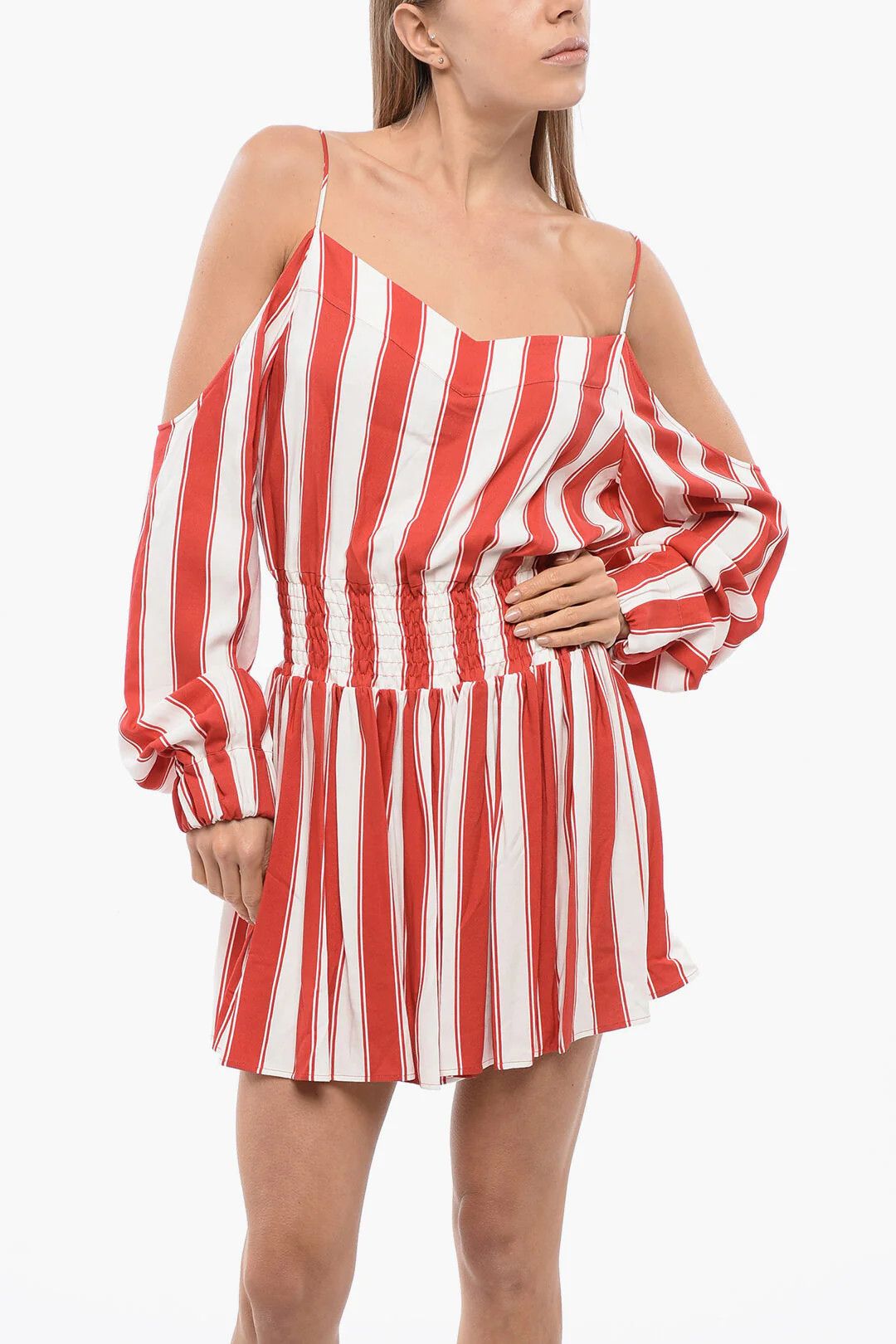 Balmain og1mm0326 Viscose Mini Dress in Red Size XS / US 0-2 / IT 36-38 - 4 Thumbnail
