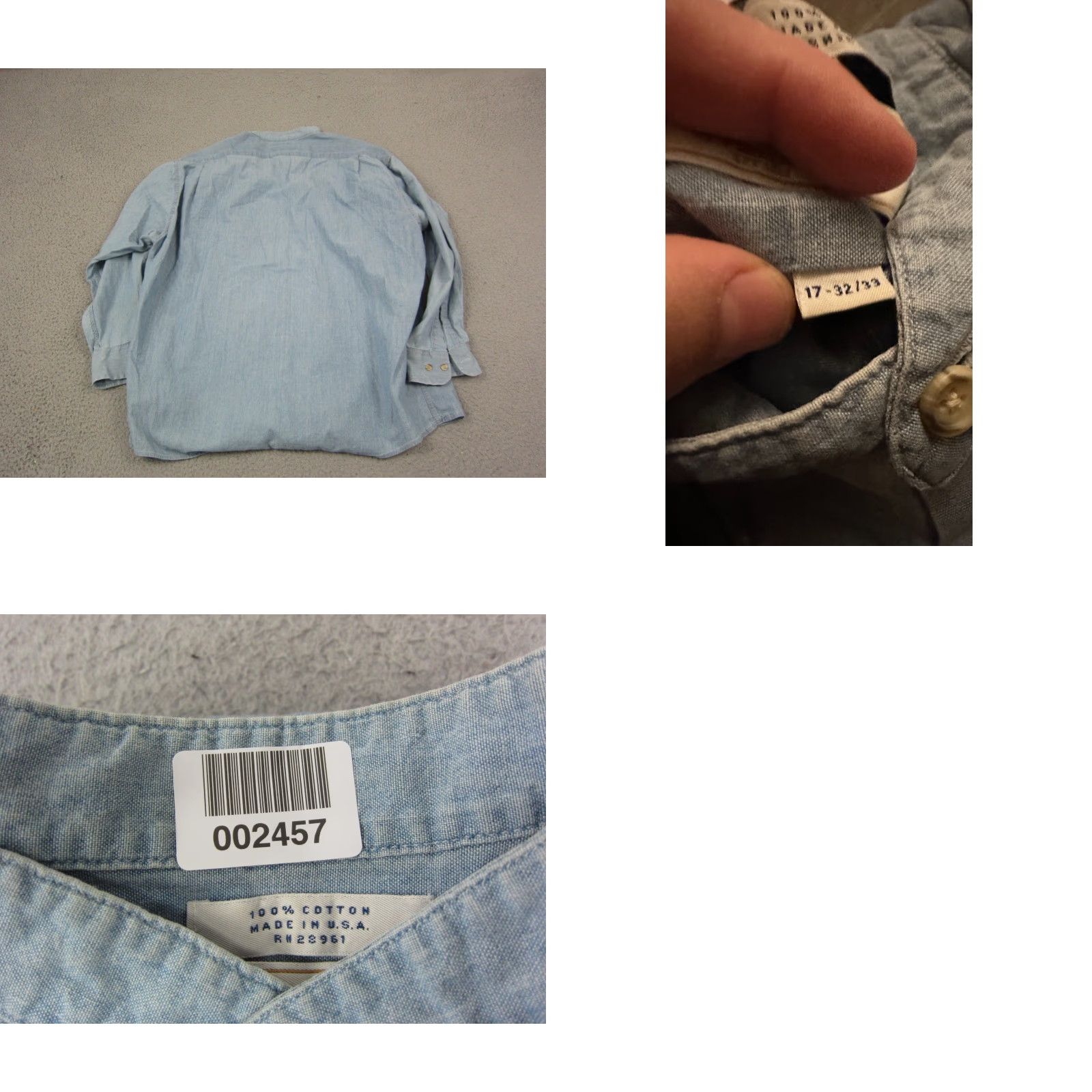 Arrow Vintage Arrow Shirt Mens XL Blue Chambray Button-Up Collar Pocketed 17 Regular Fit USA Size US XL / EU 56 / 4 - 9 Thumbnail