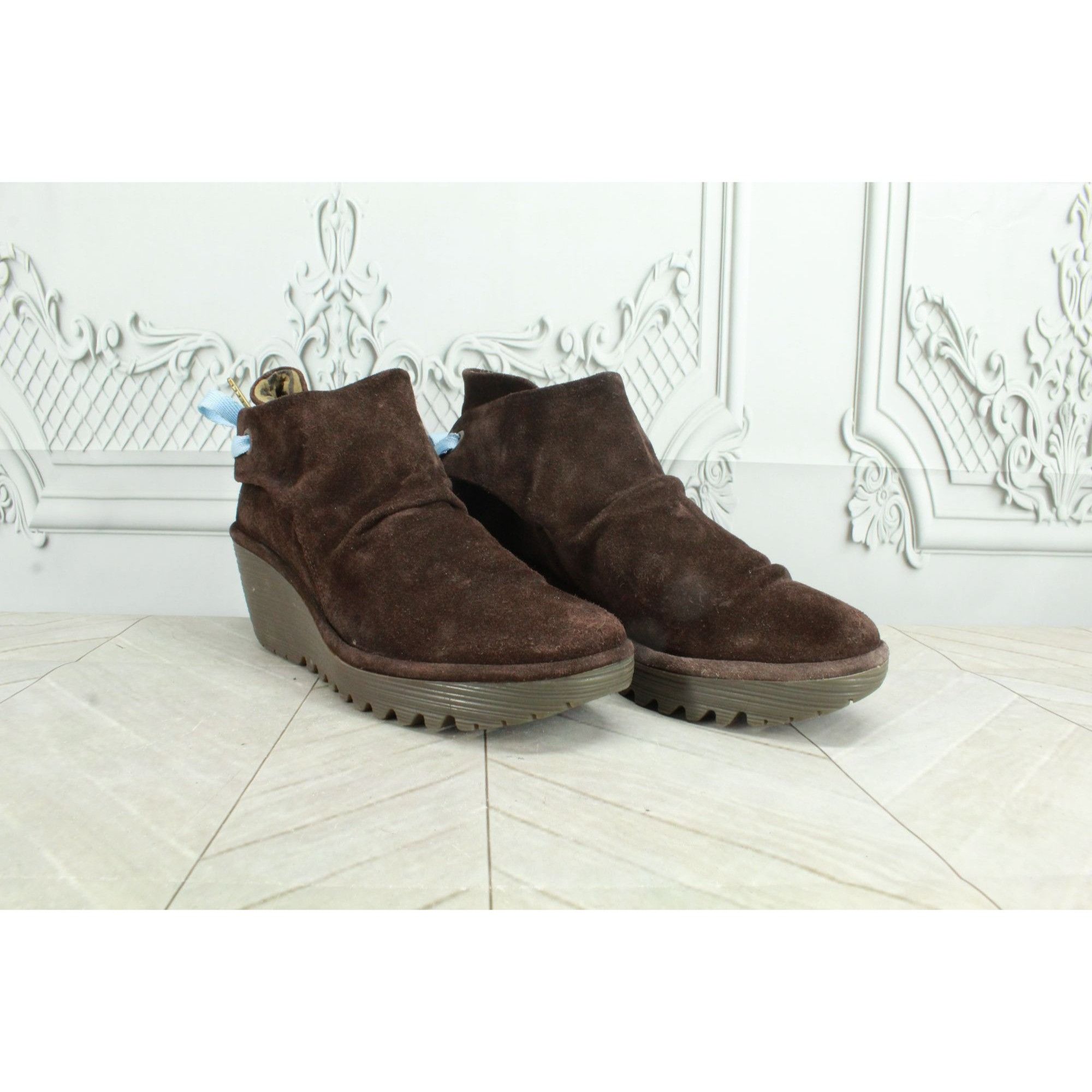 Fly London Fly London Yebi Women's Suede Round Toe Wedge Ankle Boots Size US 10 / IT 40 - 3 Thumbnail