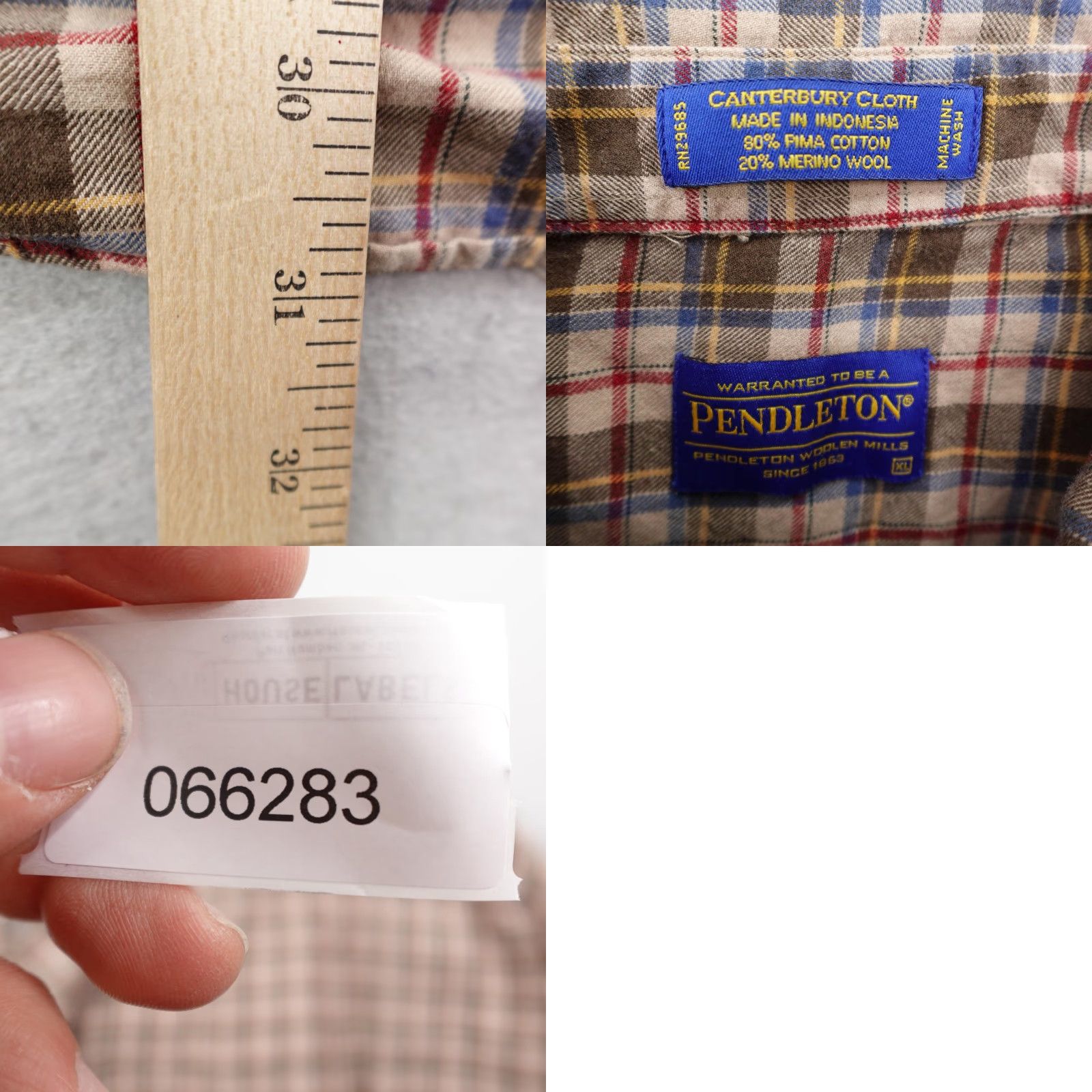 Pendleton VINTAGE Pendleton Shirt XL Brown Plaid Canterbury Cloth 80% Pima Cotton 20% Merino Wool Button-Up Men's Large Classic Plaid Outdoor Mens Size US XL / EU 56 / 4 - 8 Thumbnail
