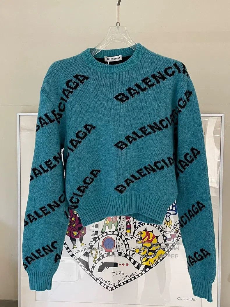 Balenciaga Balenciaga Letter printed round neck long-sleeve sweater Size XXS / US 00 / IT 34 - 1 Thumbnail