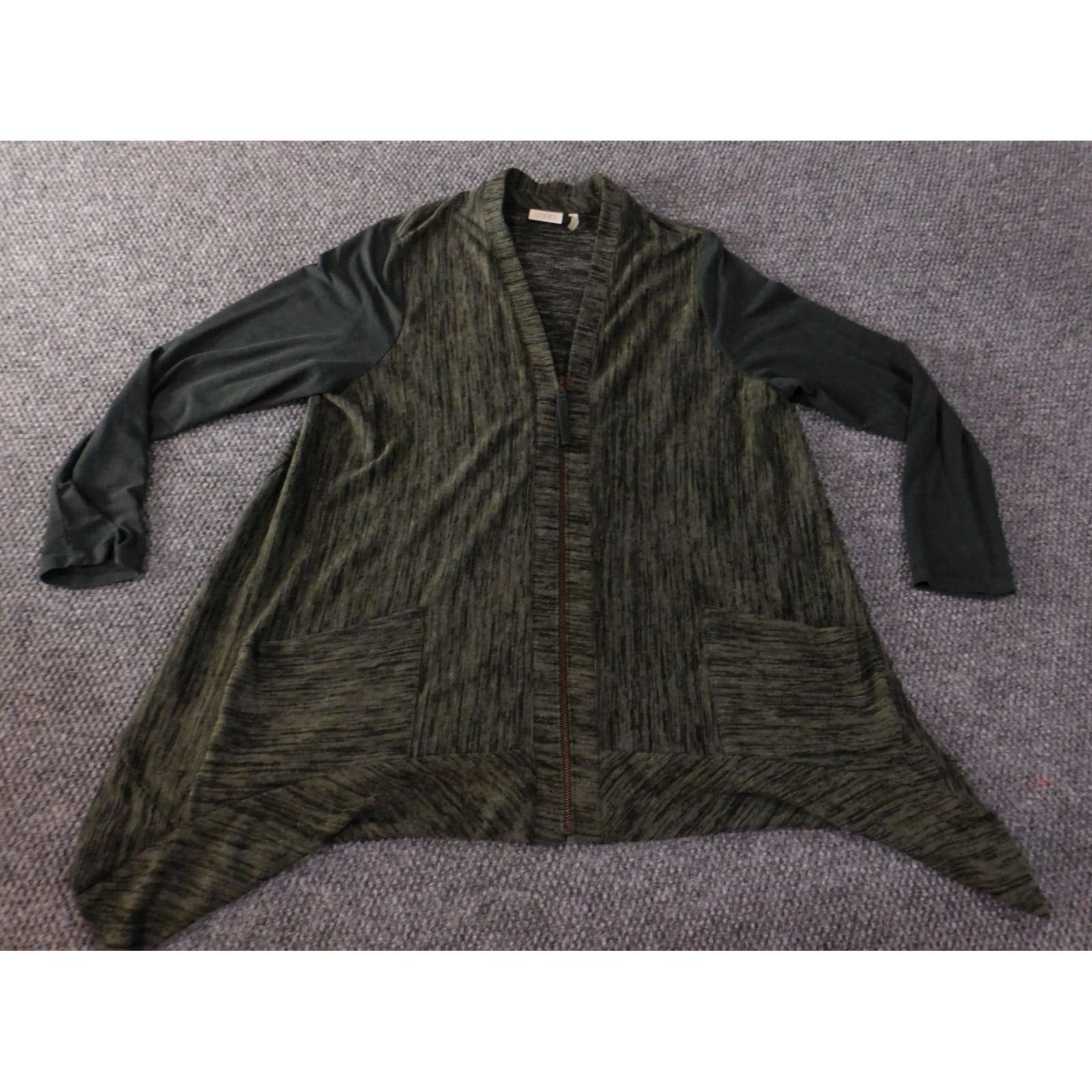 Vintage LOGO by Lori Goldstein Jacket Geometric Green Zip Long Sleeve Polyester Womens L Medium Size L / US 10 / IT 46 - 2 Thumbnail
